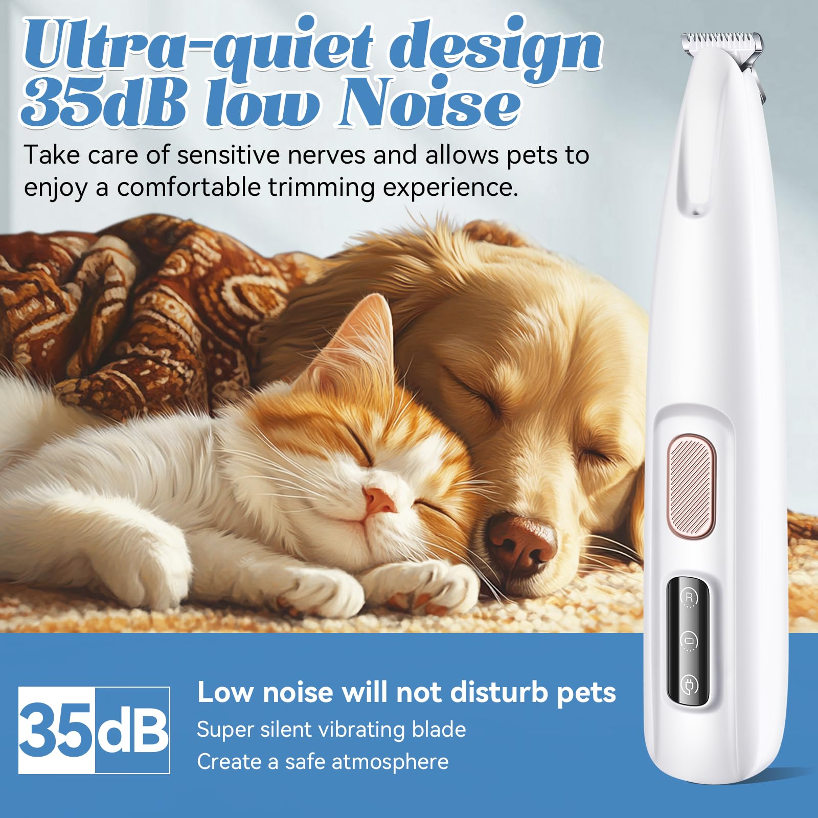Paw Trimmer For Dogs Electric Upgraded, Pet Paw Trimmer With Led Light Waterproof, Cordless Low Noise Pet Hair Clipper Rechargea