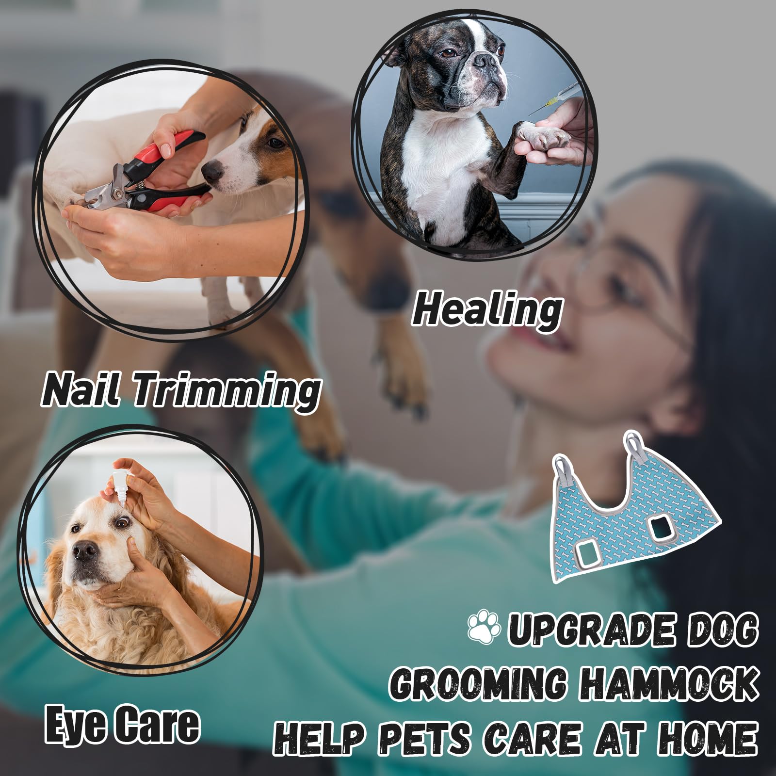 Supet Dog Grooming Hammock Harness for Cats Dogs, Relaxation Pet Grooming Hammock Restraint Dog & Small Animal Leashes Sling for
