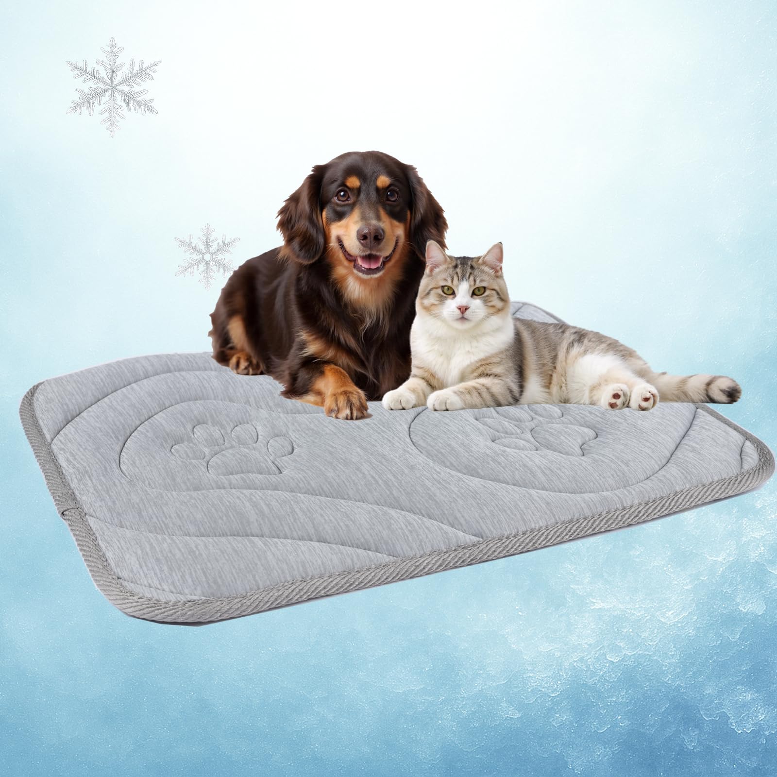 Pawhoo Dog Cooling Mat, Reversible Cool & Warm Pet Orthopedic Pad, Thick Mat for Summer & Winter, Machine Washable, Portable for