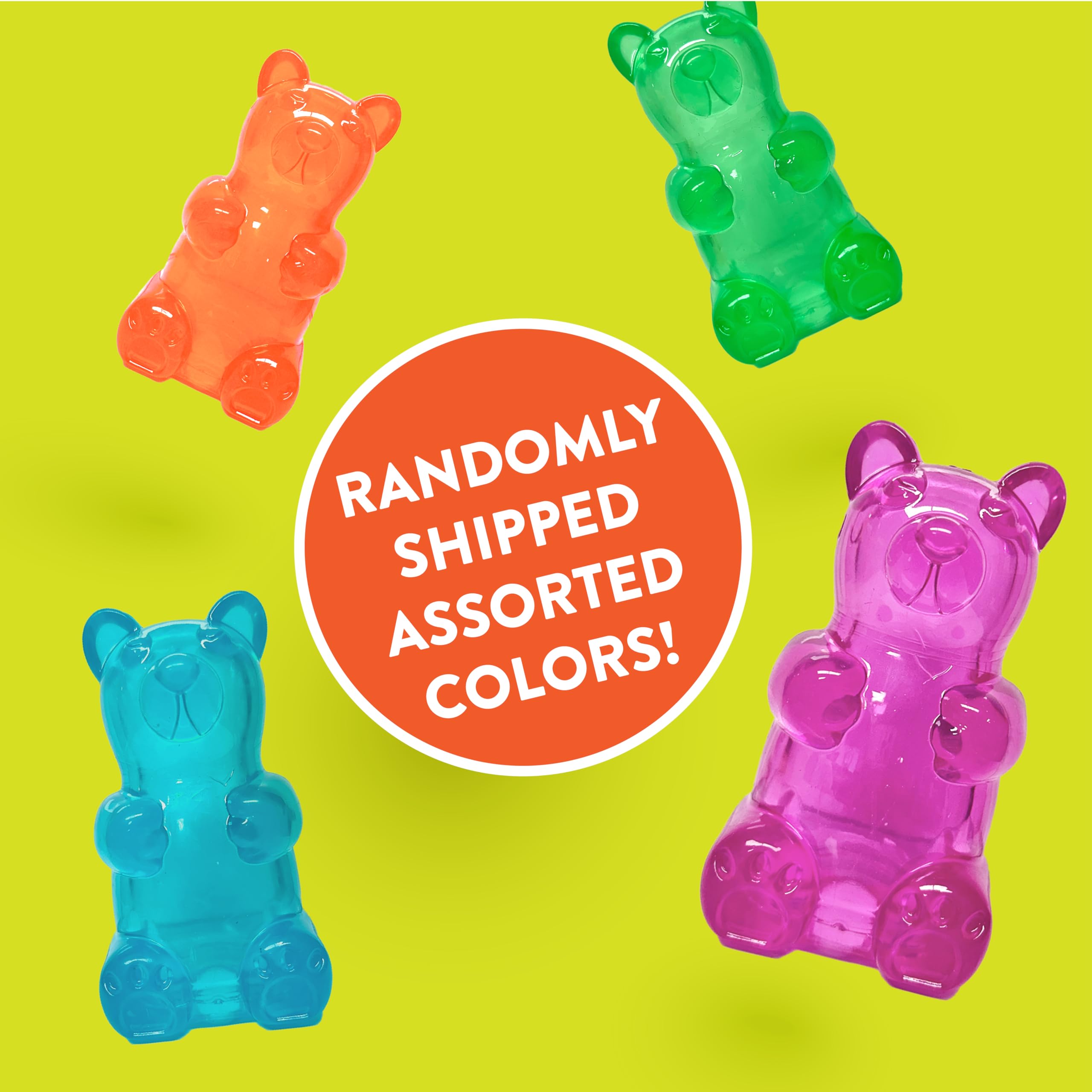 Spunky pup Spunky Bear Interactive Squeaky Dog Toys - Gummy Bear Shape, Crazy Bounce, Dishwasher-Safe, Assorted Neon Colors- Sma