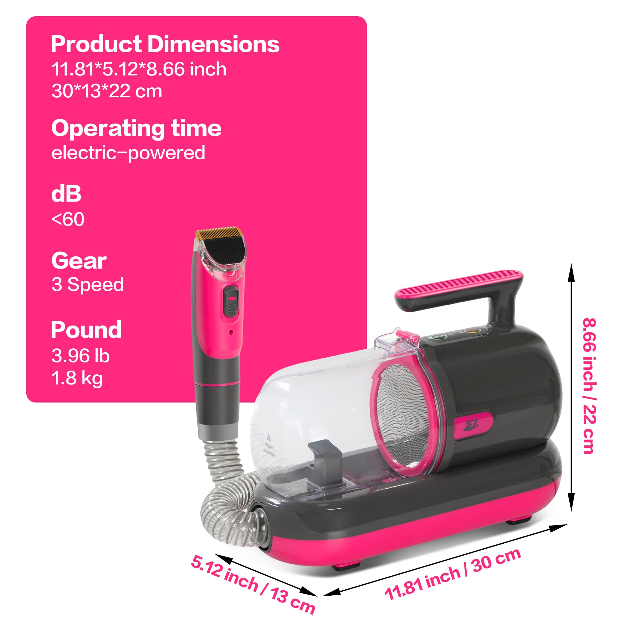 S7 Pet Grooming Kit with 99% Vacuum Suction for Pet Hair - Professional Clippers and 5 Essential Grooming Tools for Dogs, Cats,