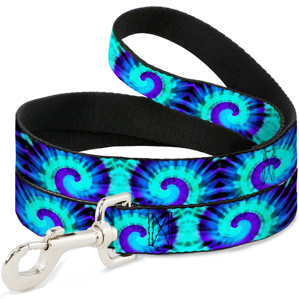 Dog Leash Tie Dye Swirl Purples Blues 4 Feet Long 1.0 Inch Wide