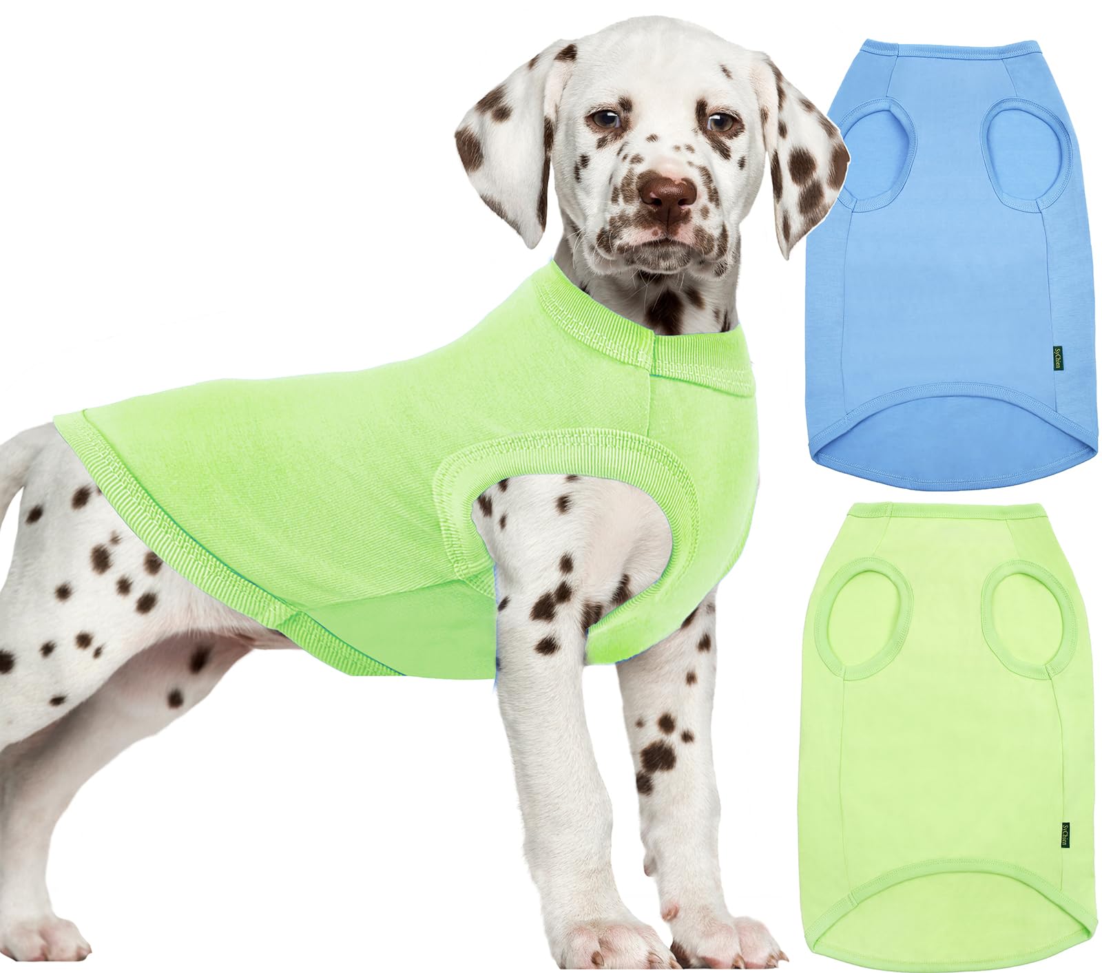 Sychien Dog Lightweight Shirt, Summer Cool Sun Shirts,Stretchy Medium Solid Dog T-Shirts,Soft Pet Sleeveless Blank Clothes,Breat