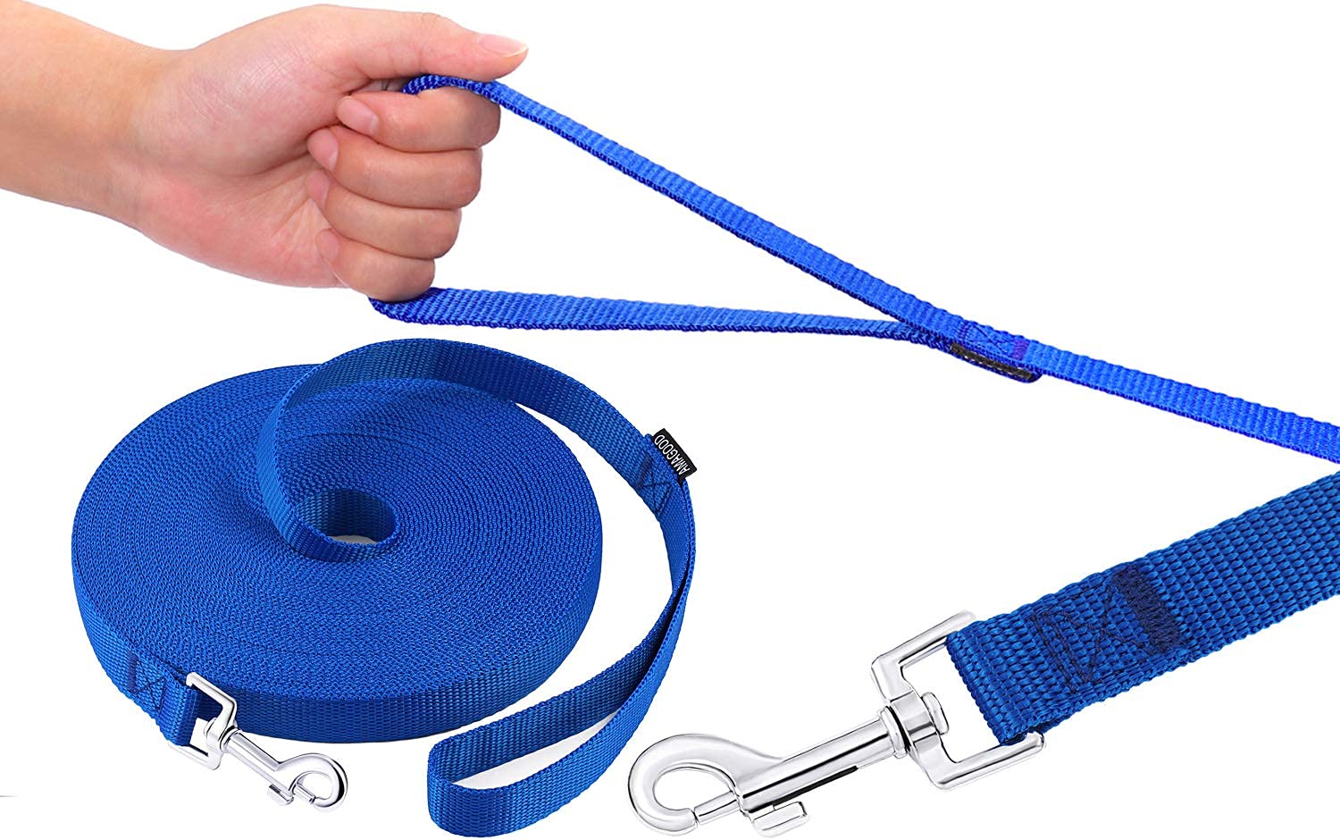 Amagood Dog/Puppy Obedience Recall Training Agility Lead-15 Ft 20 Ft 30 Ft 50 Ft Long Leash-For Dog Training,Tie Out,Play,Safety,Camping (20 Feet, Blue)