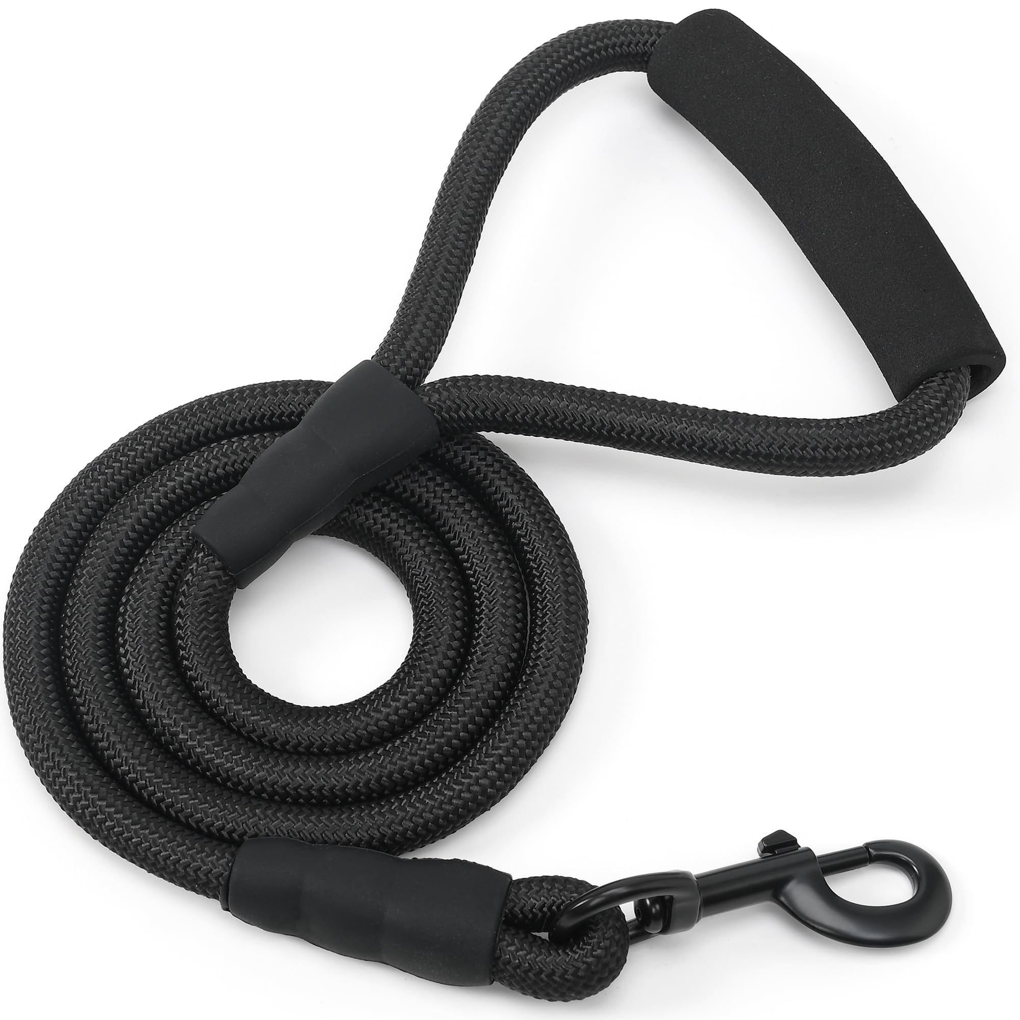 Mile High Life Dog Leash With Comfortable Padded Handle | Black Nylon Rope Dog Leash | Heavy Duty 5 Feet Dog Leashes (Black)