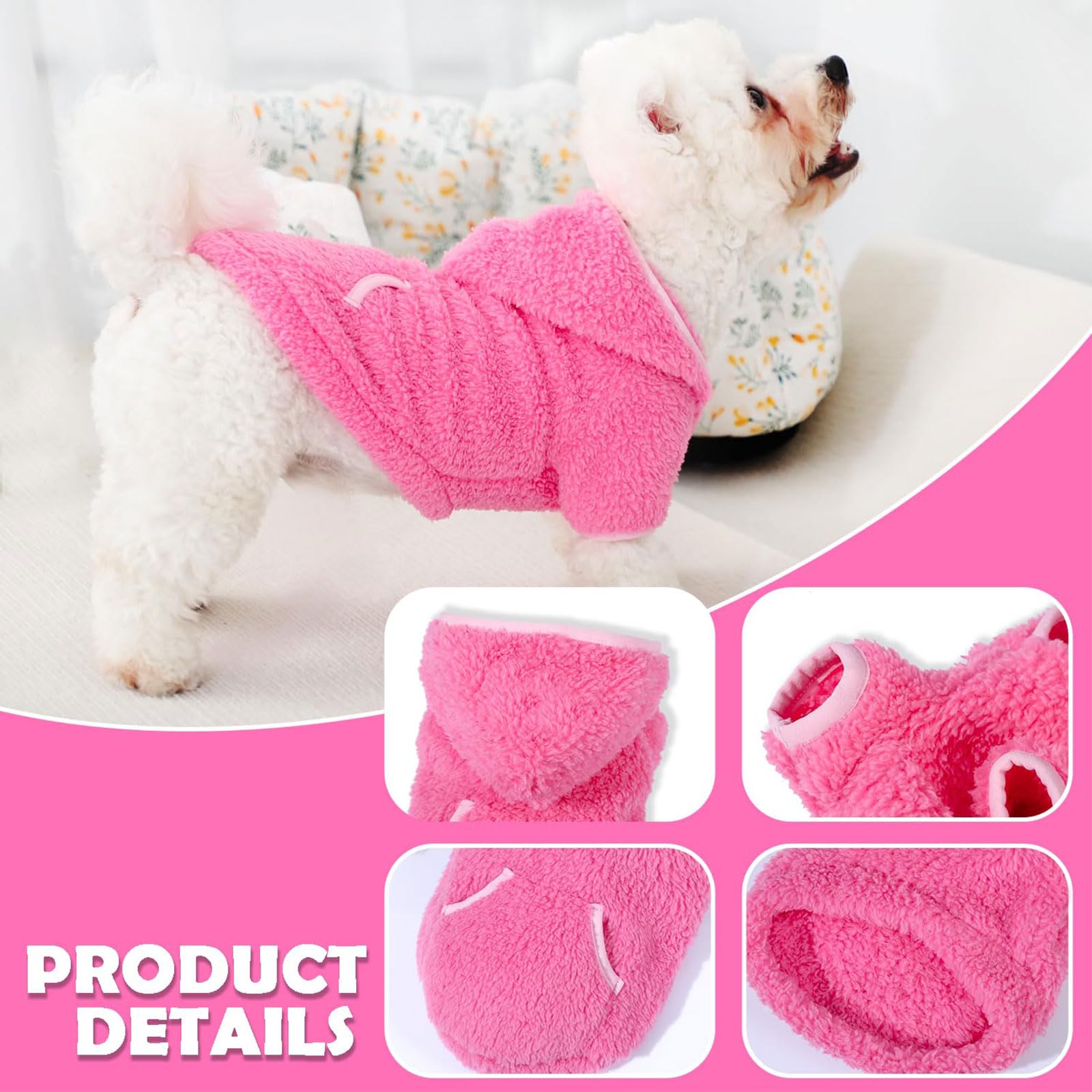 Fleece Dog Sweater Hoodie Sweatshirts Warm Fuzzy Velvet Sweaters Dog Winter Clothes For Small Dogs Girl & Boy, Pet Coats, Cat Ap