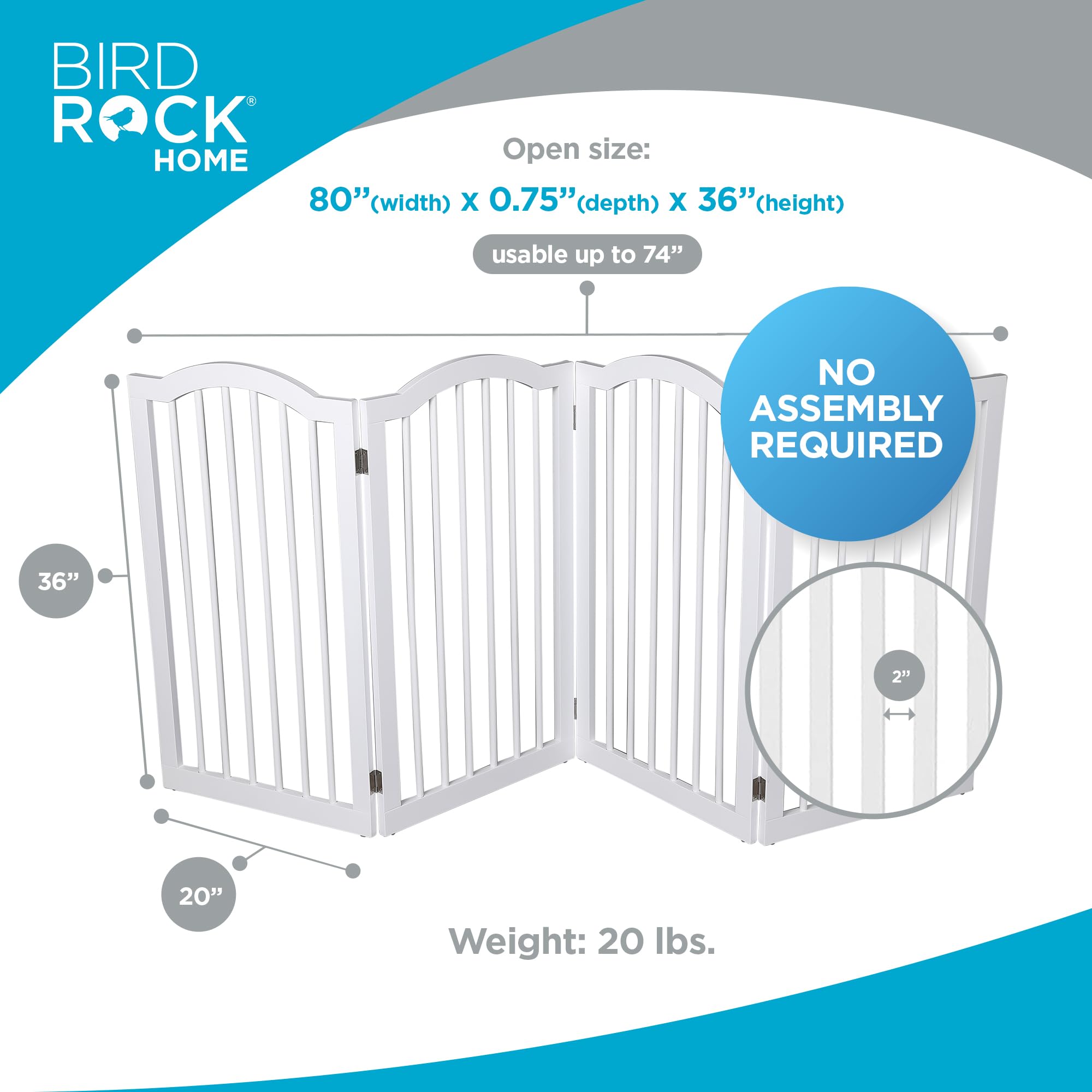 Internet'S Best Arched Top Dog Gate | 4 Panel, 36' H Wooden Pet Barrier For Dogs Or Cats | Freestanding Folding Room Divider For Doorways, Hallways, Stairs, And Porch | Portable, Extra Wide | White