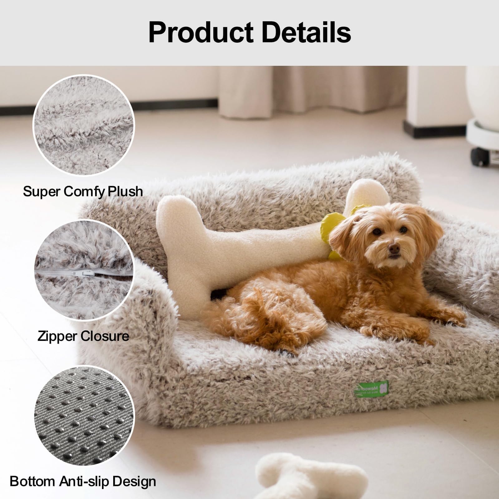 Mewoofun Cat Bed For Indoor Cats Dog Bed Medium Small Dog Bed Cat Sofa Cat Dog Couch Orthopedic, Egg- Foam Pet Bed With Removabl