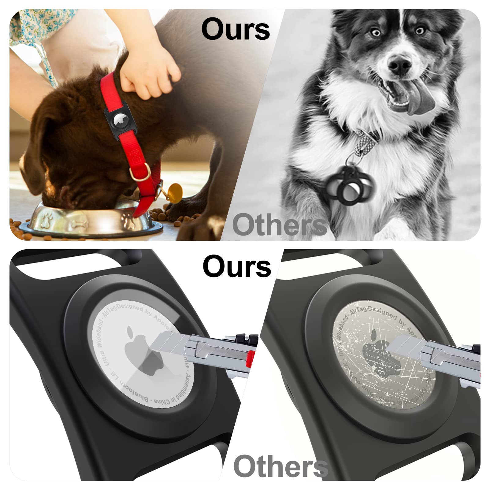 Sankala Airtag Dog Collar Holder, [2 Pack] Waterproof Airtag Case For Dog Collar, Tpu & Silicone Full Body Covered Apple Airtag