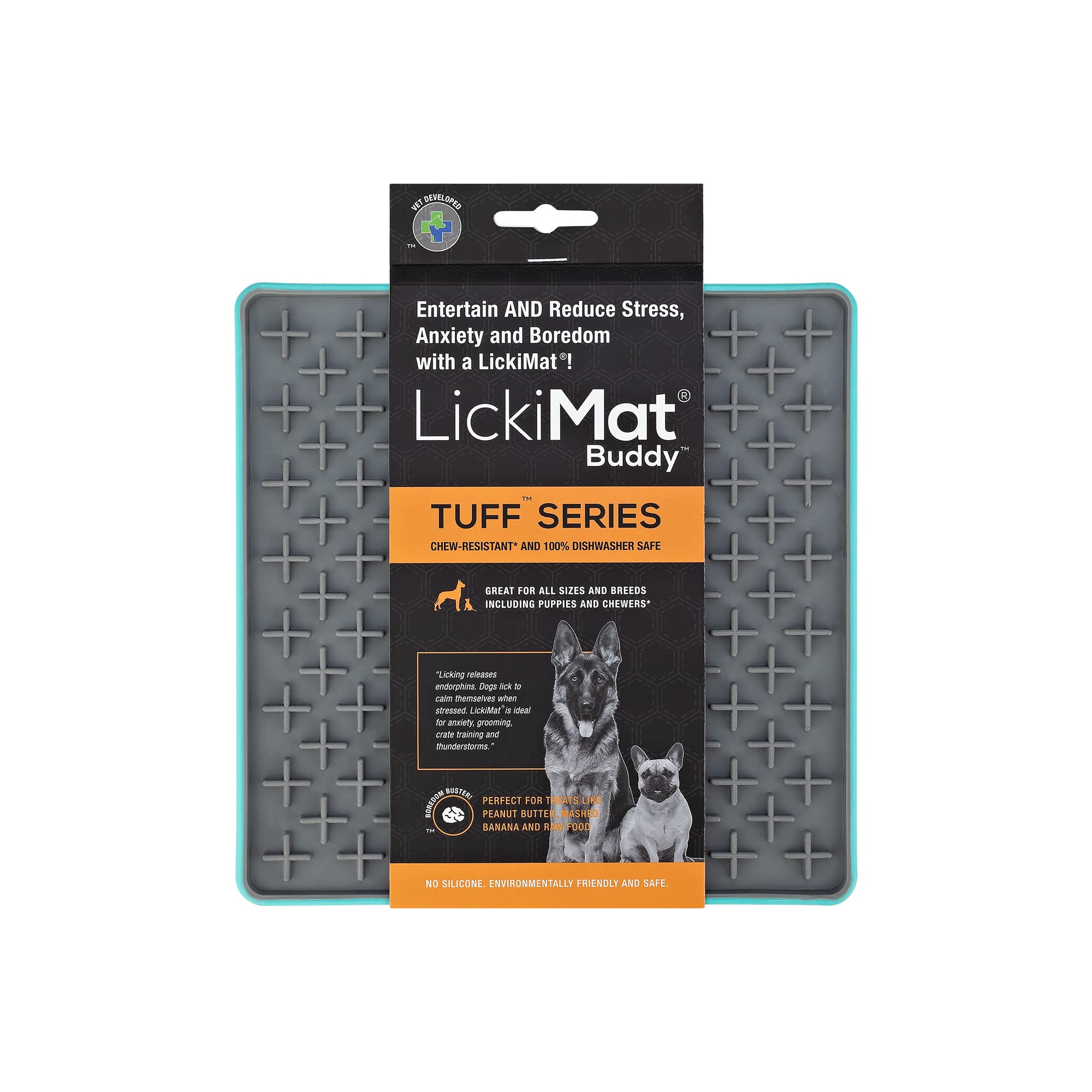 LickiMat Tuff, Heavy-Duty Buddy, Dog Slow Feeder Lick Mat, Boredom Anxiety Reducer; Perfect for Food, Treats, Yogurt, or Peanut