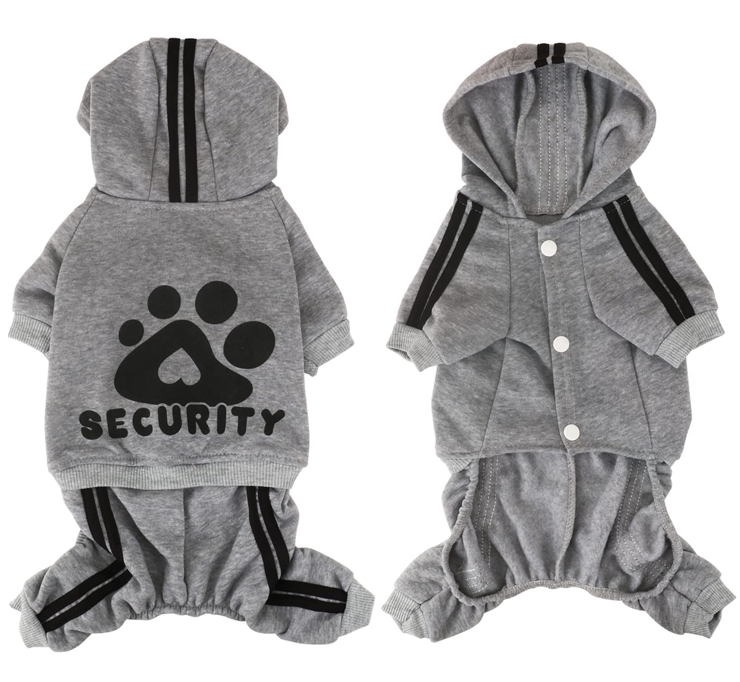 Otunrues Dog Hoodies, Pet Dog Clothes Pullover 4 Legs Jumpsuit Sweatshirt Security Patterns Outfit Doggie Winter Coat Cotton Puppy Hoodied For Small Medium Large Dogs Cats(Gray,S)