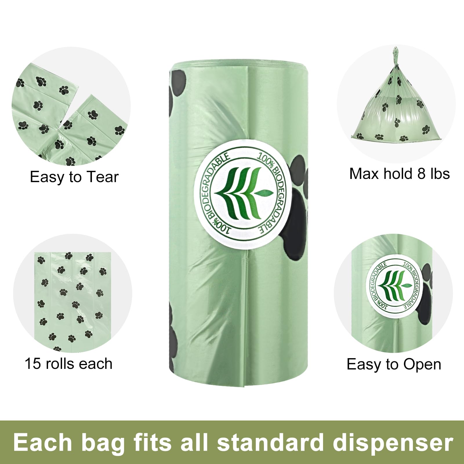 Poop Bags for Dogs, Dog Poop Bag Rolls and Small Trash Bags for Waste Cleanup, Extra Thick Doggie Bags for Pooper Scooper Scente