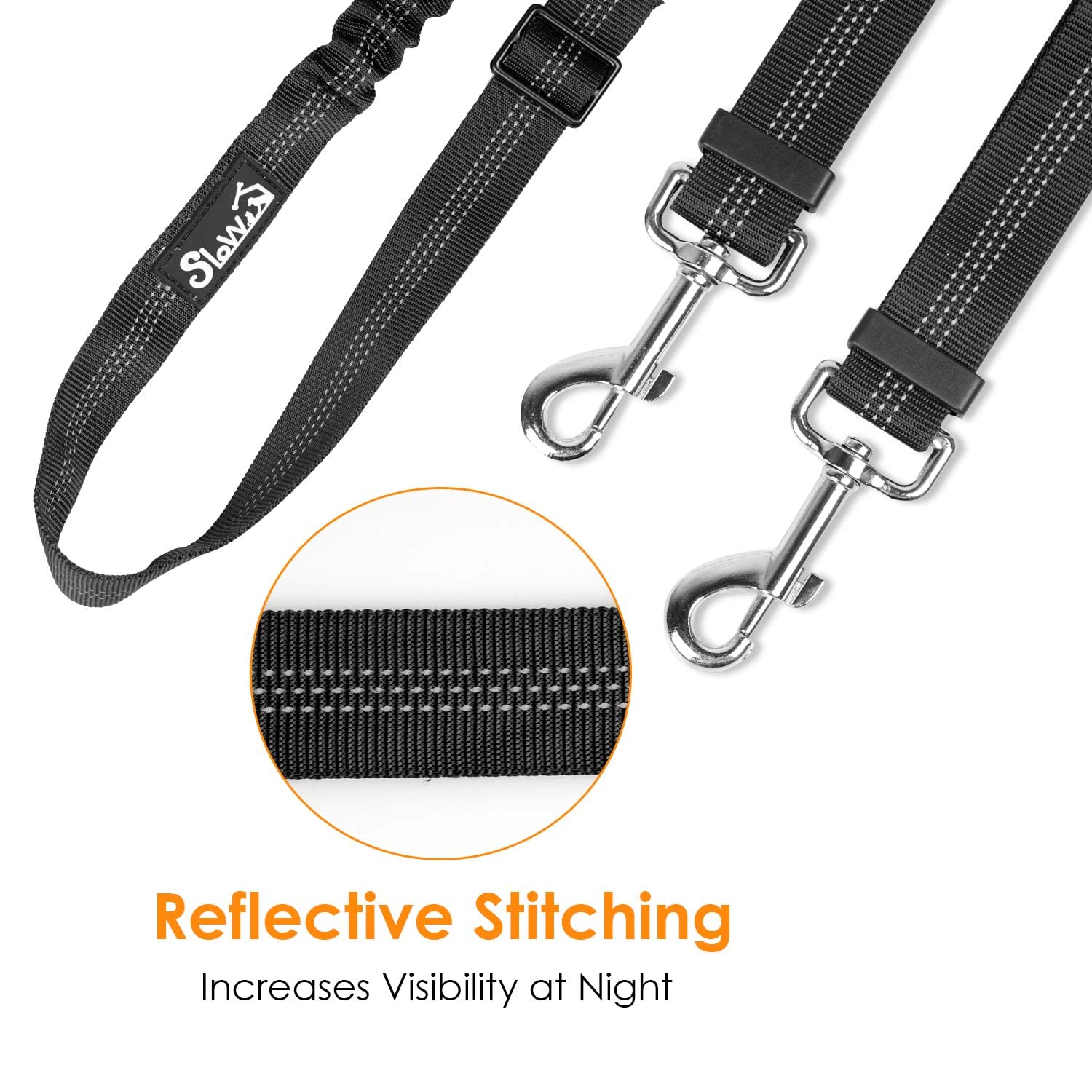 Autowt Double Dog Leash, No Tangle 360?Swivel Rotation Reflective Lead Attachment Adjustable Length Dual Two Dog Lead Splitter, Comfortable Shock Absorbing Walking Training For 2 Dogs