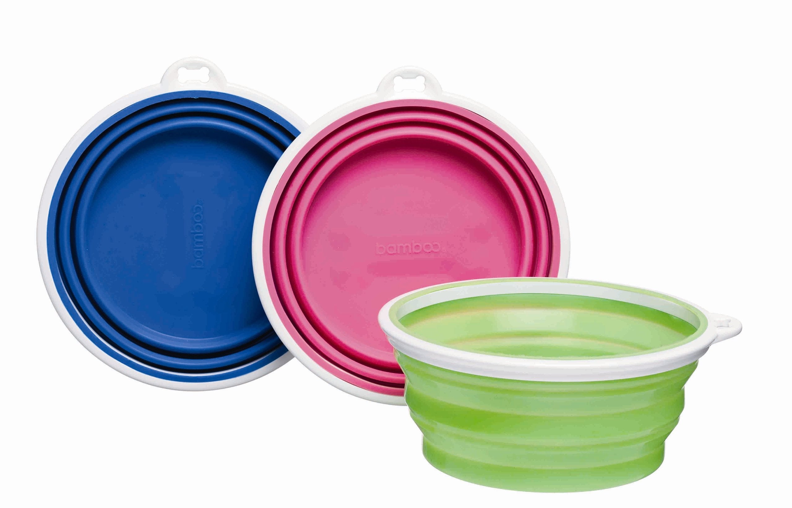 Bamboo Silicone Pop-Up Travel Bowl; Colors Vary; 6'' x 8'' x 3''