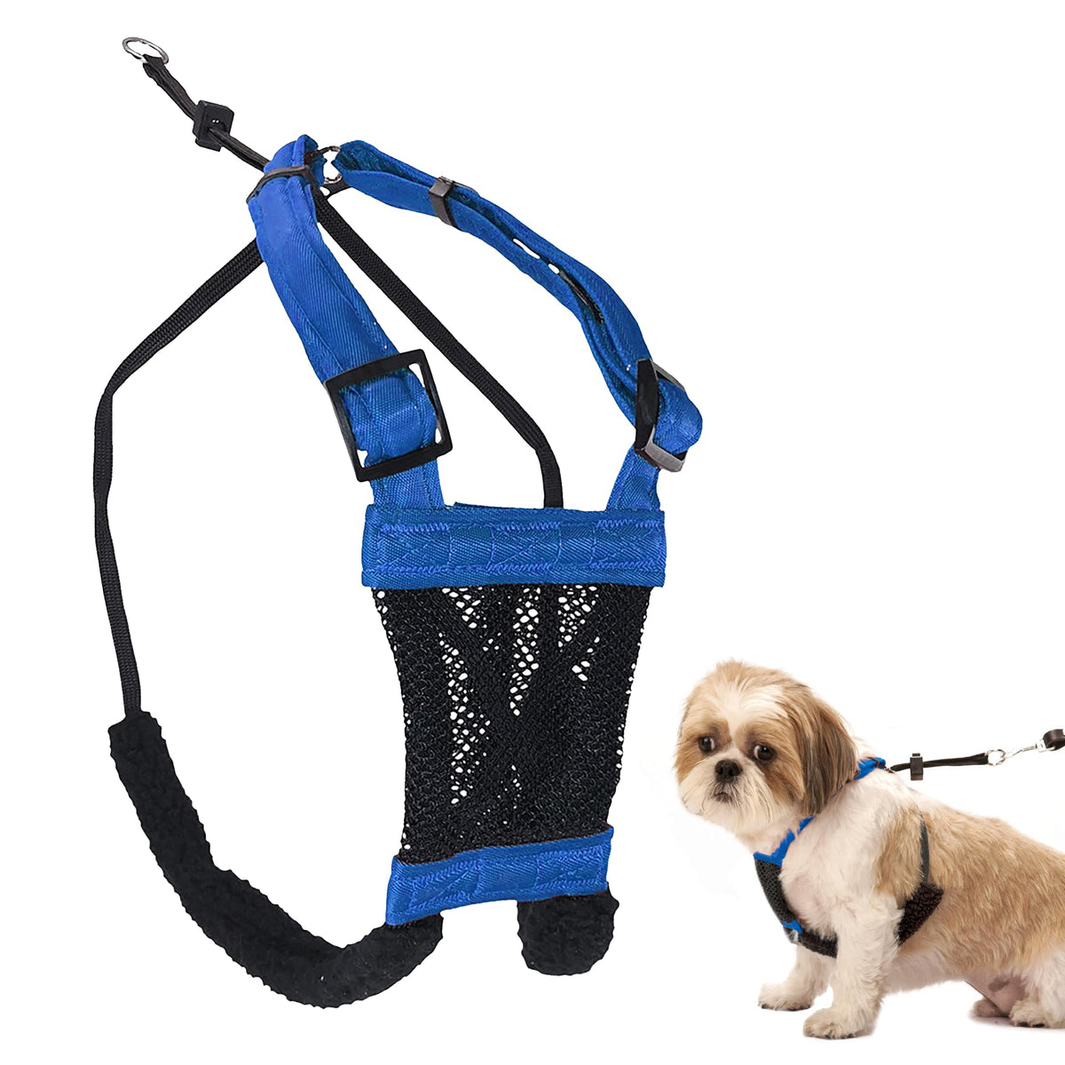 Sporn No Pull Dog Harness For Small-Sized Dogs - Blue Mesh, Heavy Duty Nylon, Breathable, Lightweight, Adjustable, Padded, Soft 