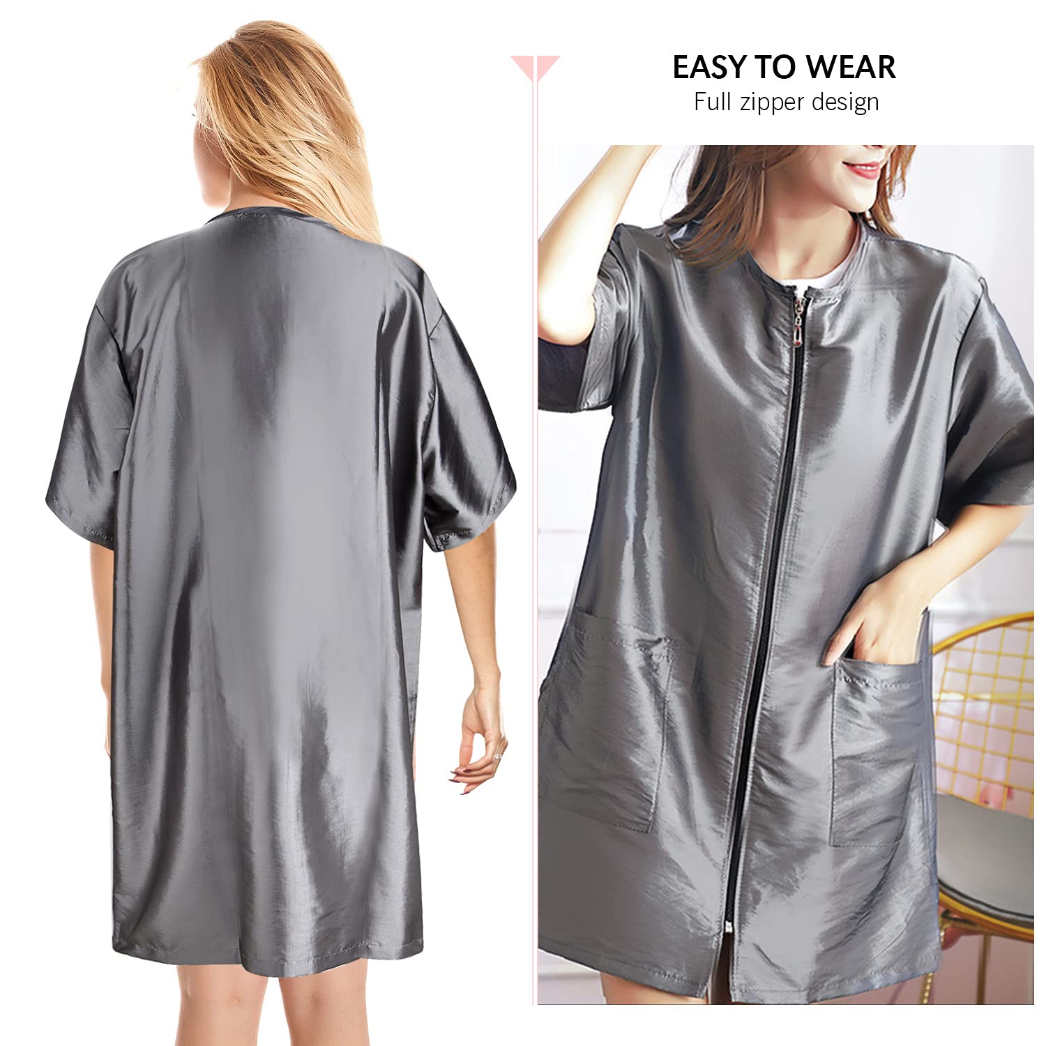 Noverlife Pet Grooming Workwear With Long Full Zipper, Xl Size, Lightweight Hair Grooming Smock Jacket, Anti-Static Pet Work Clo