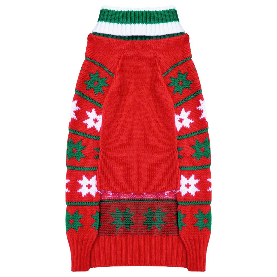 Kyeese New Year Dog Sweater For Small Dog Snowflake Red Dog Turtleneck Knitwear With Leash Hole