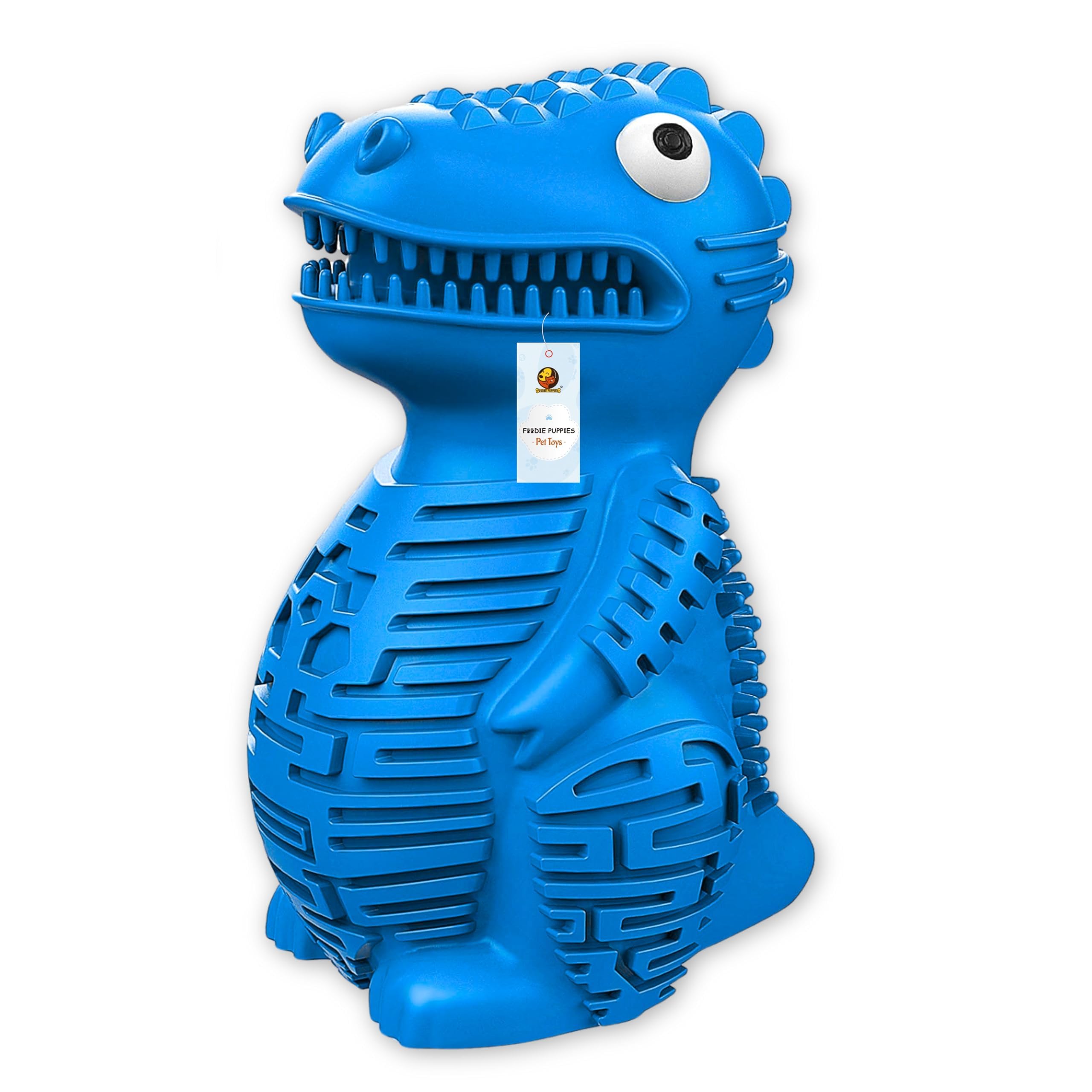 Foodie Puppies Natural Latex Rubber Chew Toy (Blue Dragon) for Medium & Large Dogs | Durable NonToxic Textured Dental Care Toy 