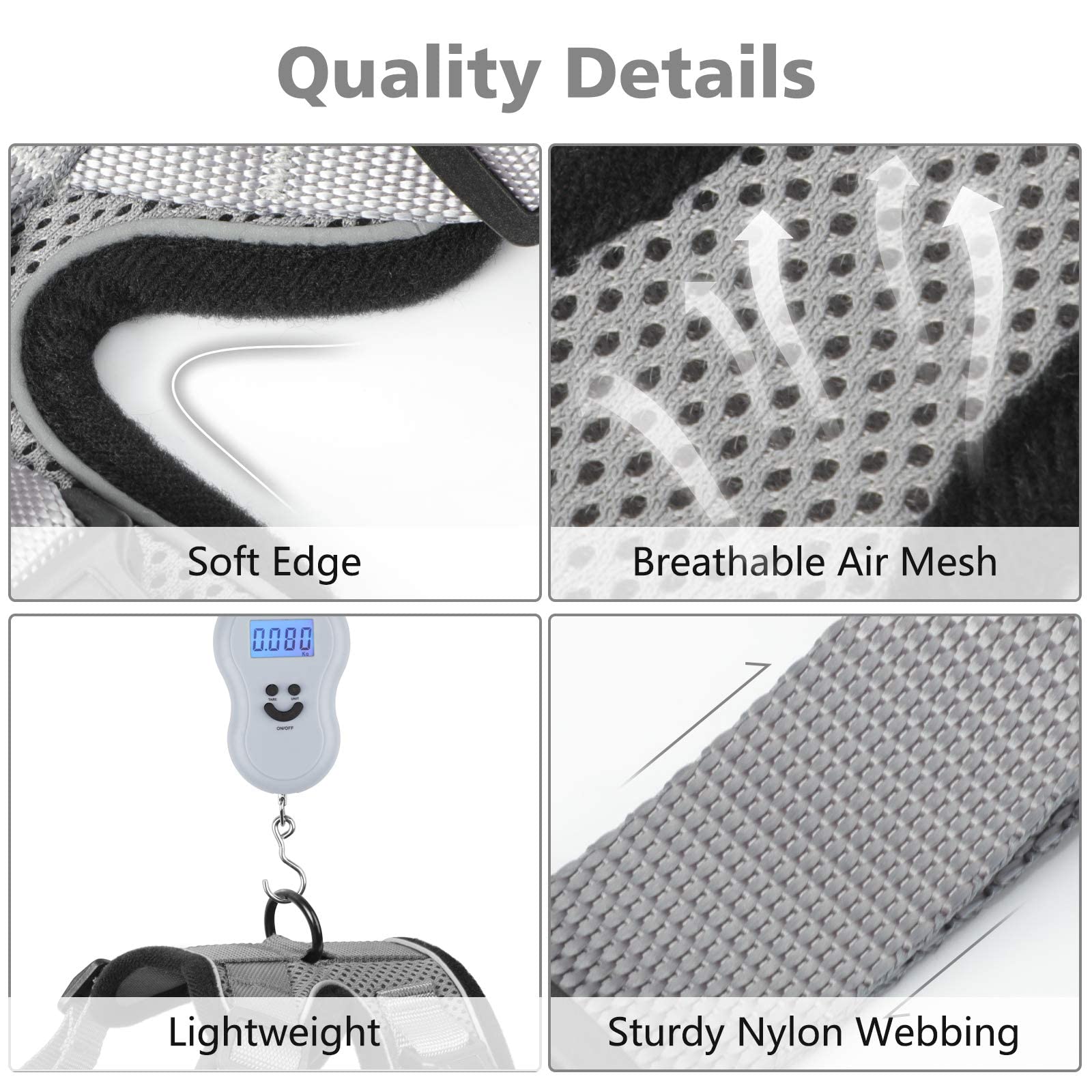 Dooradar Cat Harness And Leash Set, Escape Proof Safe Adjustable Kitten Vest Harnesses For Walking, Easy Control Soft Breathable Mesh Jacket With Reflective Strips For Cats, Grey, S