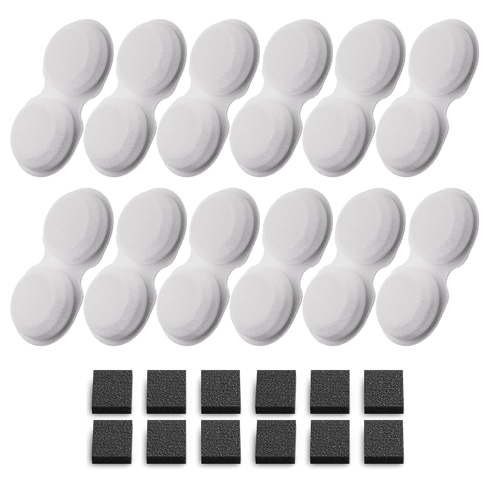 Vouaaood Cat Fountain Filters Replacement: 24 Pet Water Fountain Filters - 12 Carbon Filters + 12 Sponges Filters Suitable For H