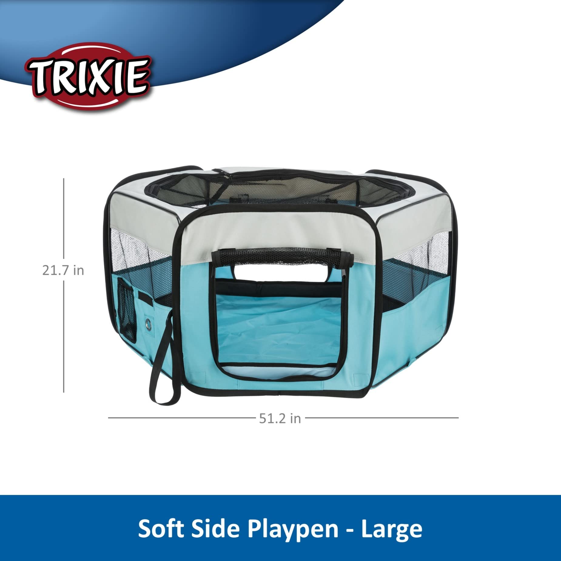 Trixie Soft Sided Mobile Playpen For Small Animals, Foldable And Portable, Ideal For Dogs, Rabbits, Cats, Large
