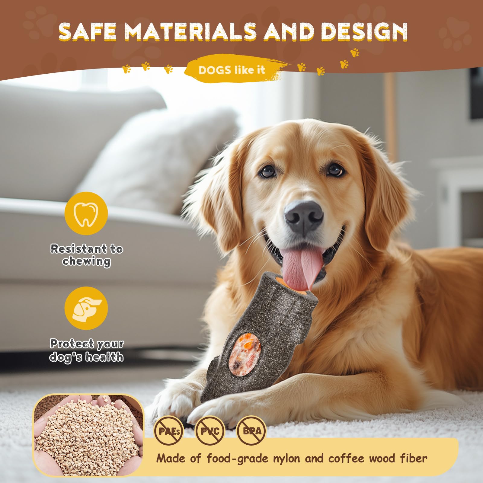 Yulohass Stump Shape Nylon Dog Chew Treat Toy With Filling Tray, Large Medium Dog Chew Toys For Teeth Grinding, Dogs Puzzle Inte