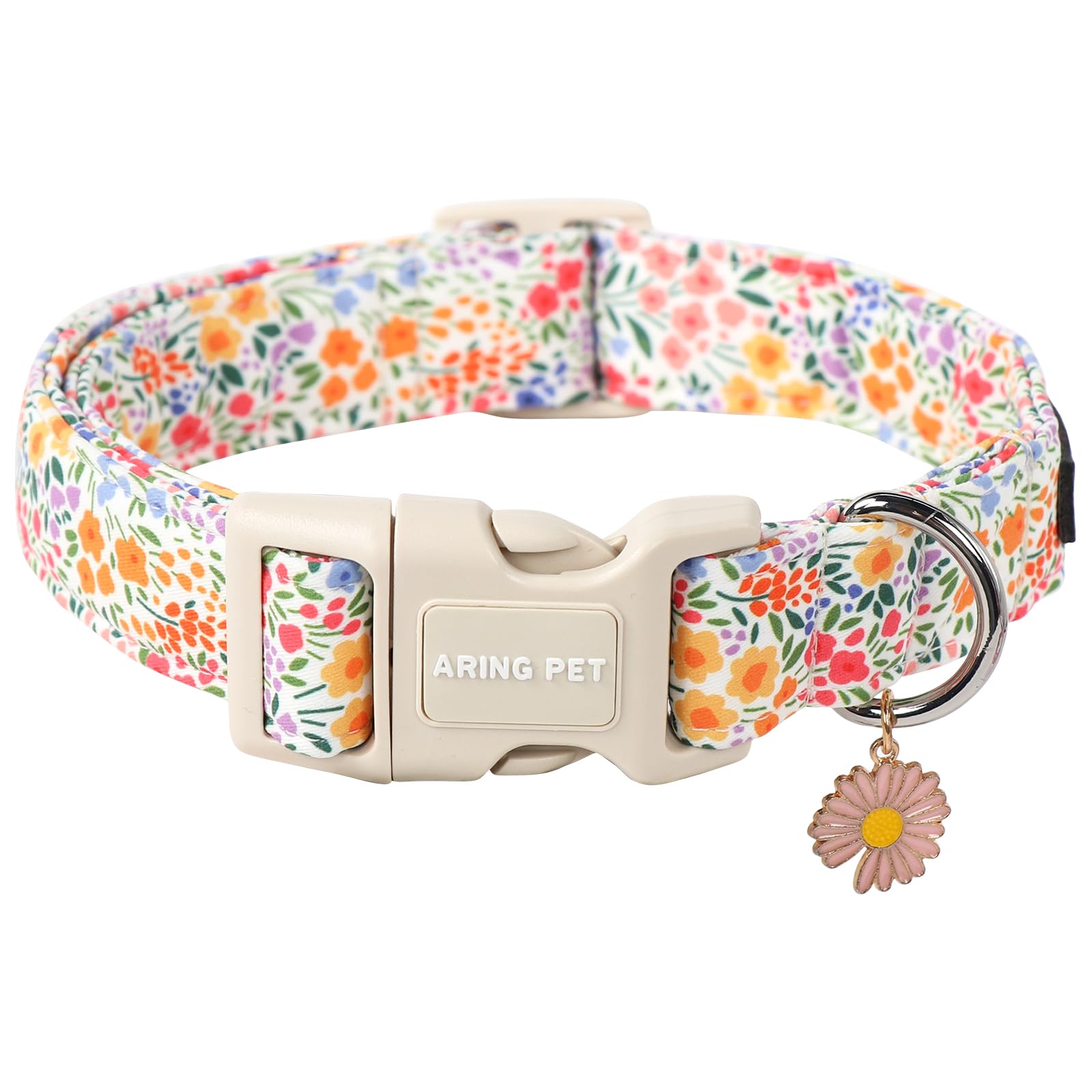 Aring Pet Summer Dog Collar-Cute Dog Collar For Small Dogs, Adjustable Cotton Floral Pet Collars Puppy Collar For Small Medium L