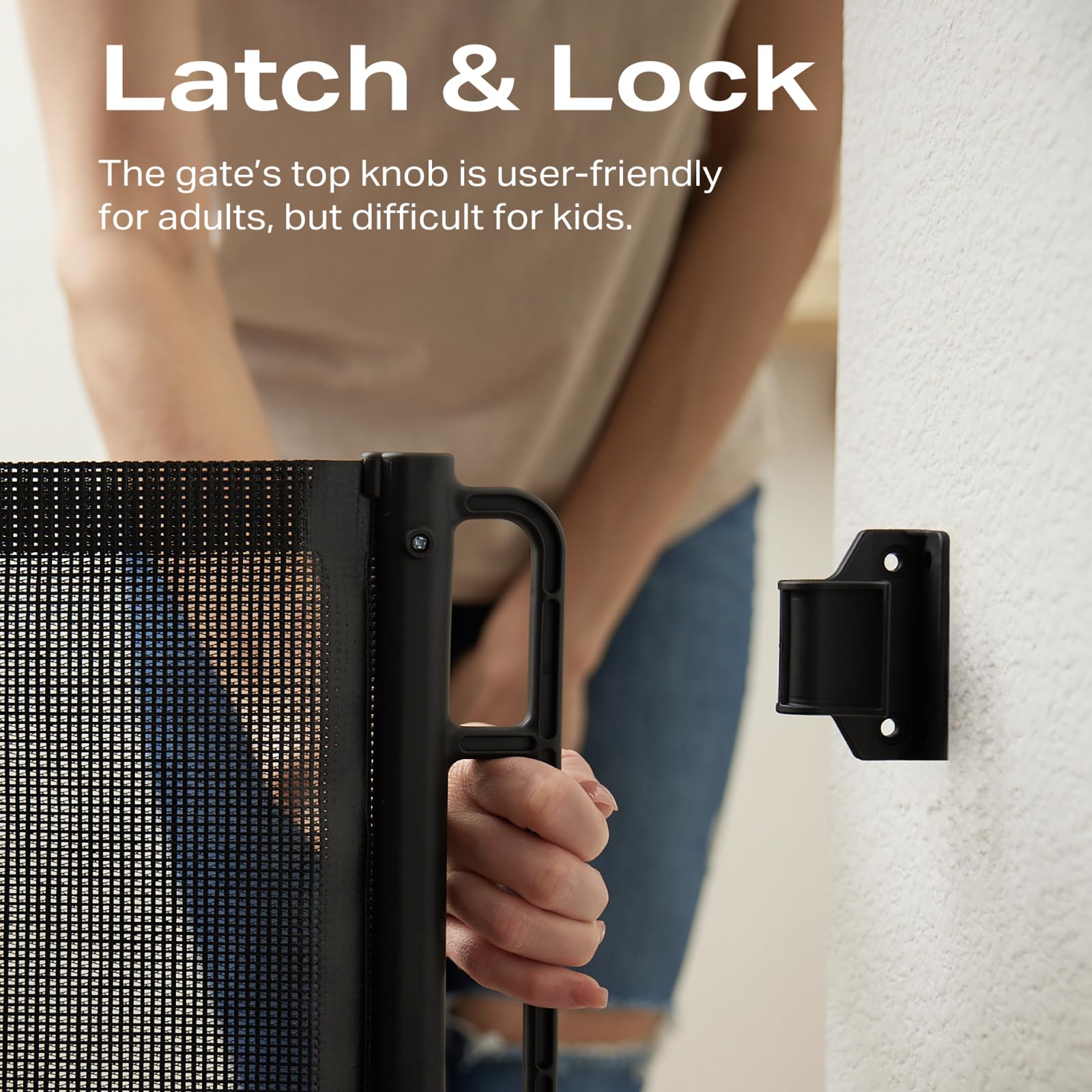 Cumbor 76'' Extra Wide Dog Gate for The House, Retractable Gates for Stairs One-Hand Open, 34'' Tall Extra Wide Pet Gate, Long S