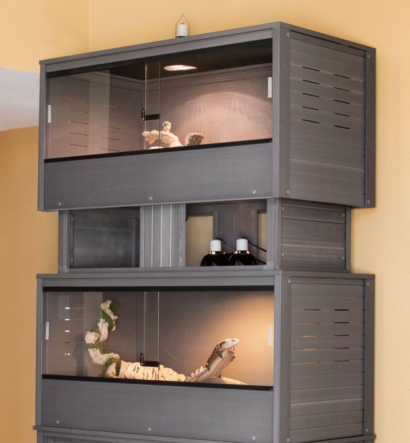 New Age Pet ECOFLEX Mojave Reptile Stacker, Medium, Gray, Durable Wood Plastic Composite, Easy to Clean, 10 Year Warranty