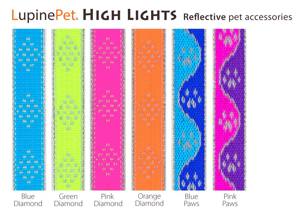 Lupine Reflective Extra Small Adjustable Dog Harness 1/2'' Wide Green Diamond with 9-14'' Girth