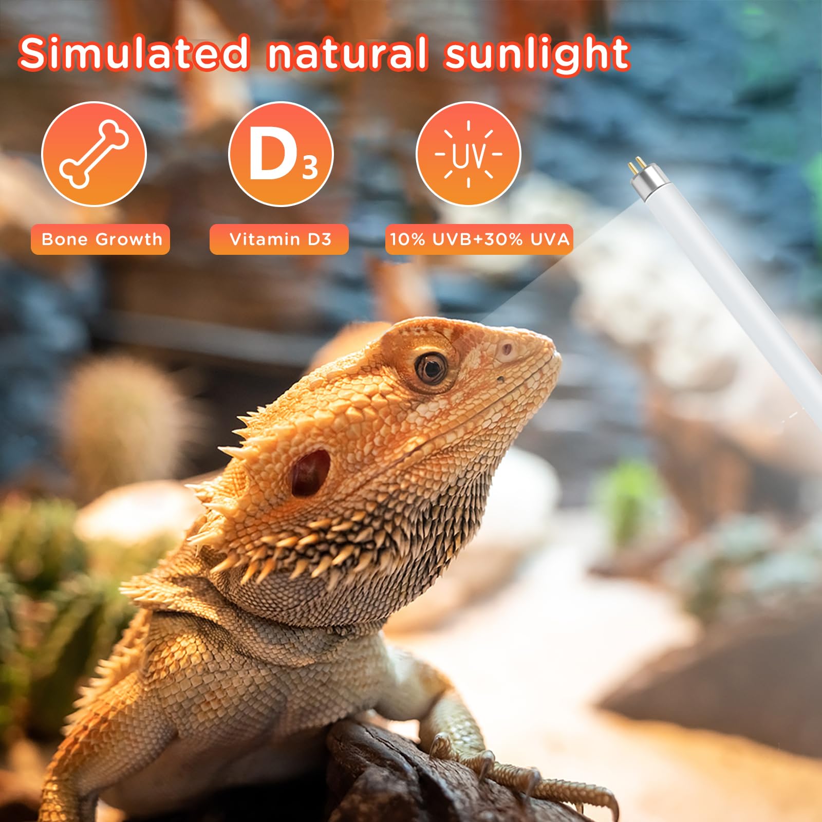 Repti Home T8 Uvb Reptile Light 18W 10.0-2 Pack,Uva Uvb Light Bulb For Reptiles,Reptile Uvb Lamp Tube For Bearded Dragon