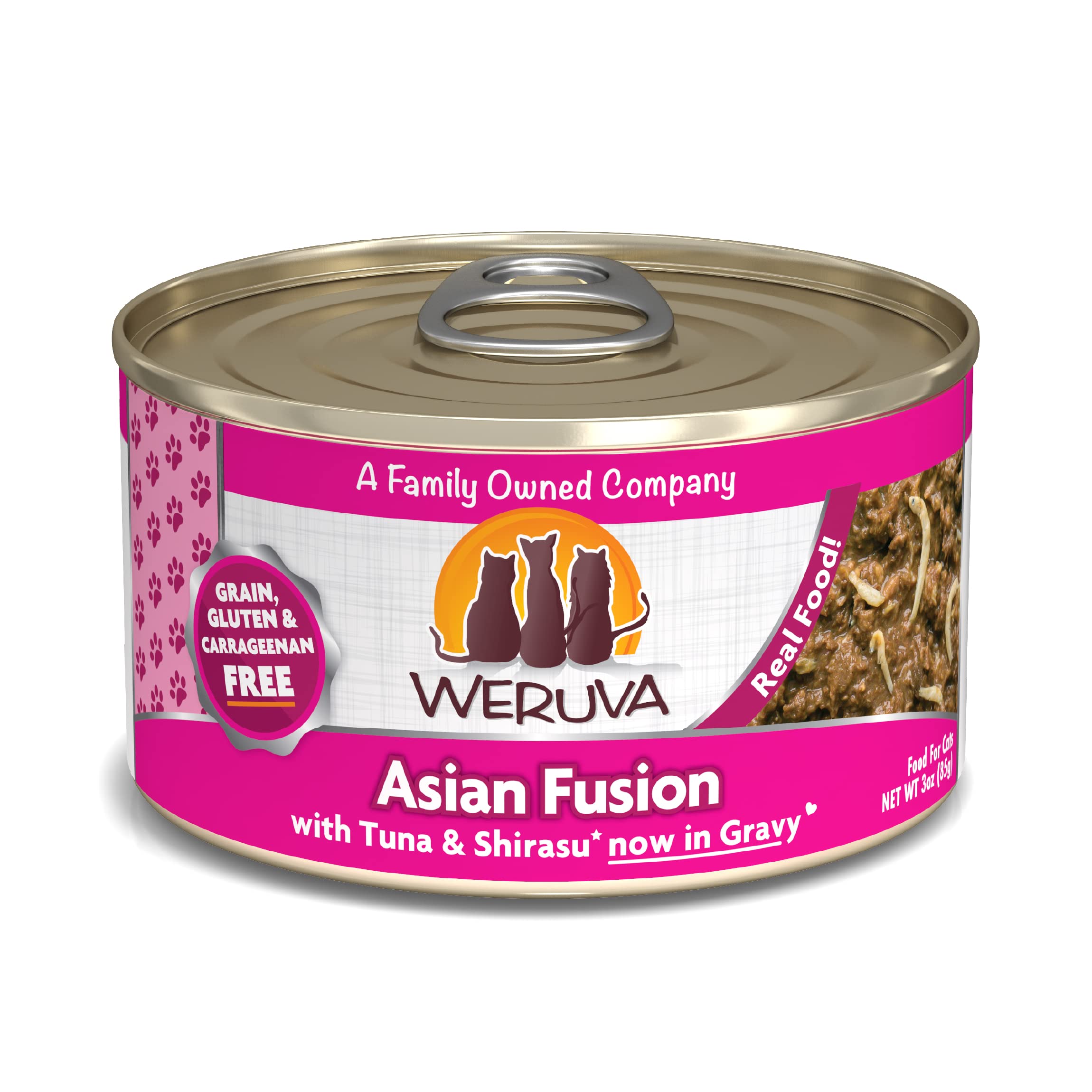 Weruva Classic Cat Food, Asian Fusion with Tuna & Shirasu in Gravy, 3oz Can (Pack of 24)