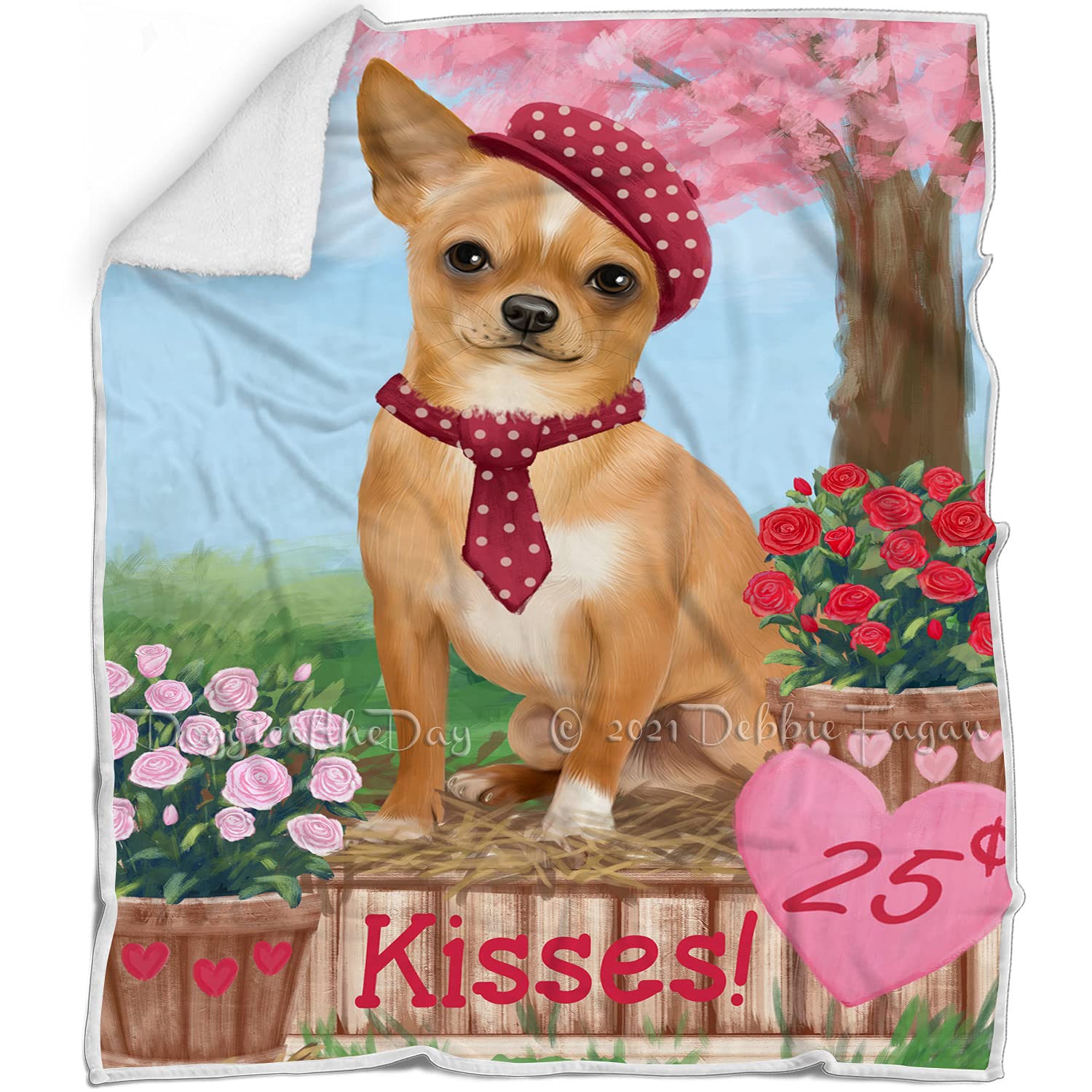 Rosie 25 Cent Kisses Chihuahua Dog Blanket  Lightweight Soft Cozy and Durable Bed Blanket  Animal Theme Fuzzy Blanket for Sofa