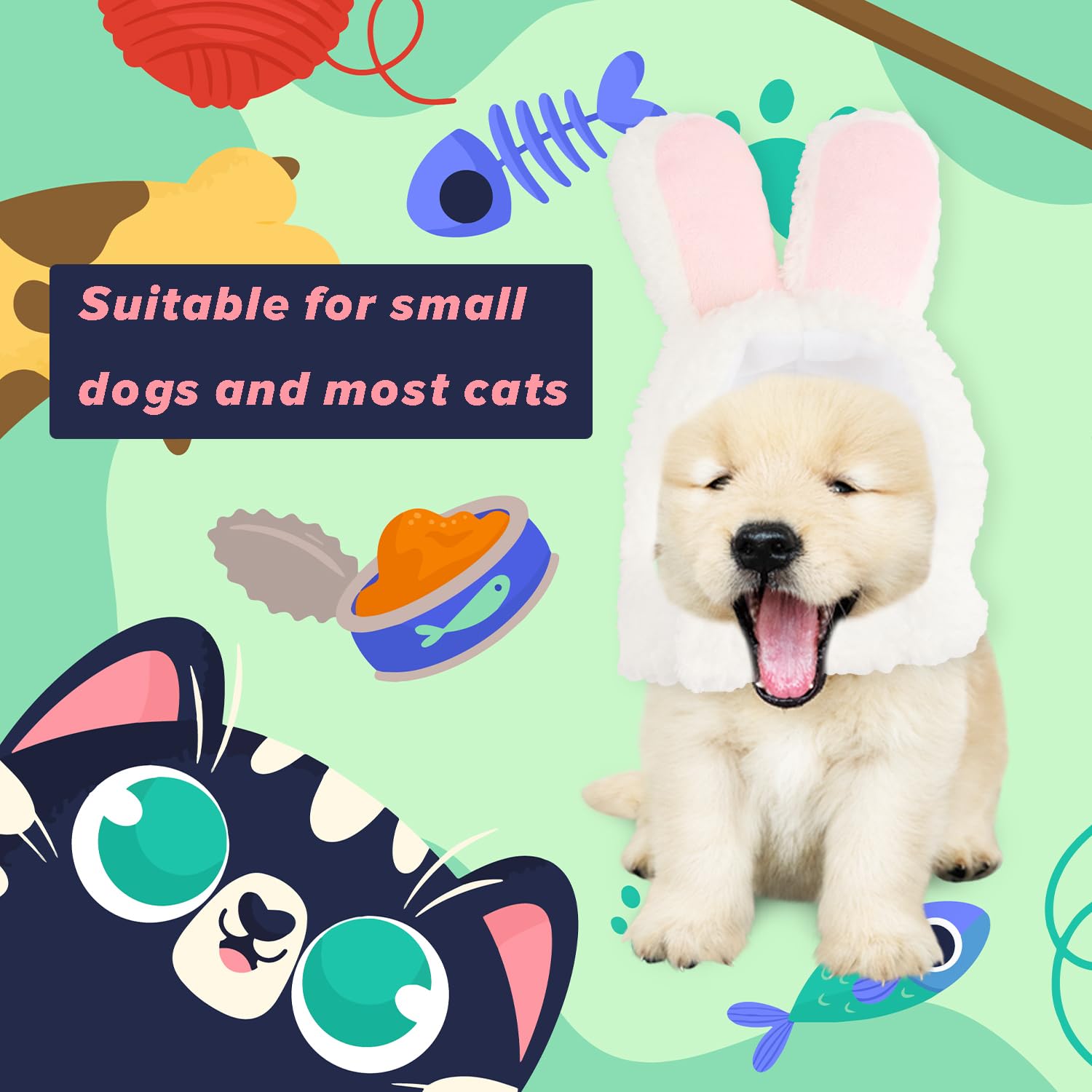 Hhdatc Cute Cat Hat Costum Bunny Rabbit Hat With Ears For Cats & Small Dogs