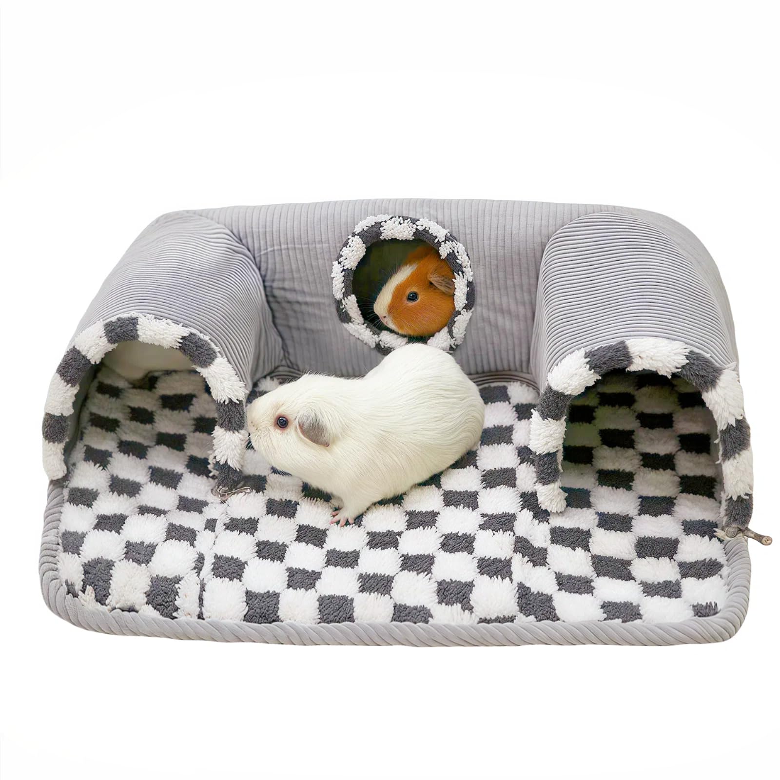 Lfokd Guinea Pig Hideout Tunnel With Warm Bed For Bunny 3 Cave Small Animal Tunnel Toy Cages Grey