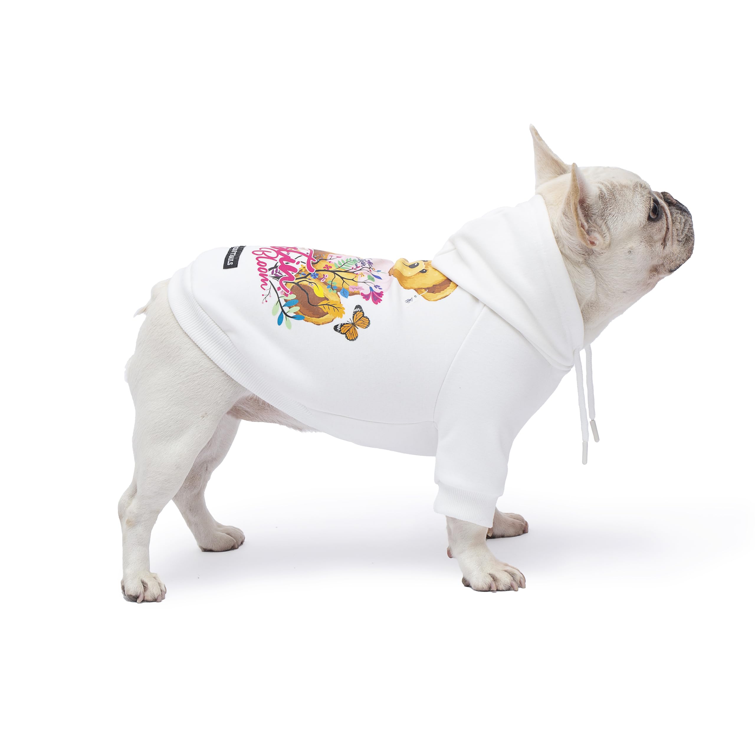 Blooming Teddy Dog Hoodie Dog Clothes Extra Warm Fleece Lining Stretchy Fit for Small Dogs ((White, Small))