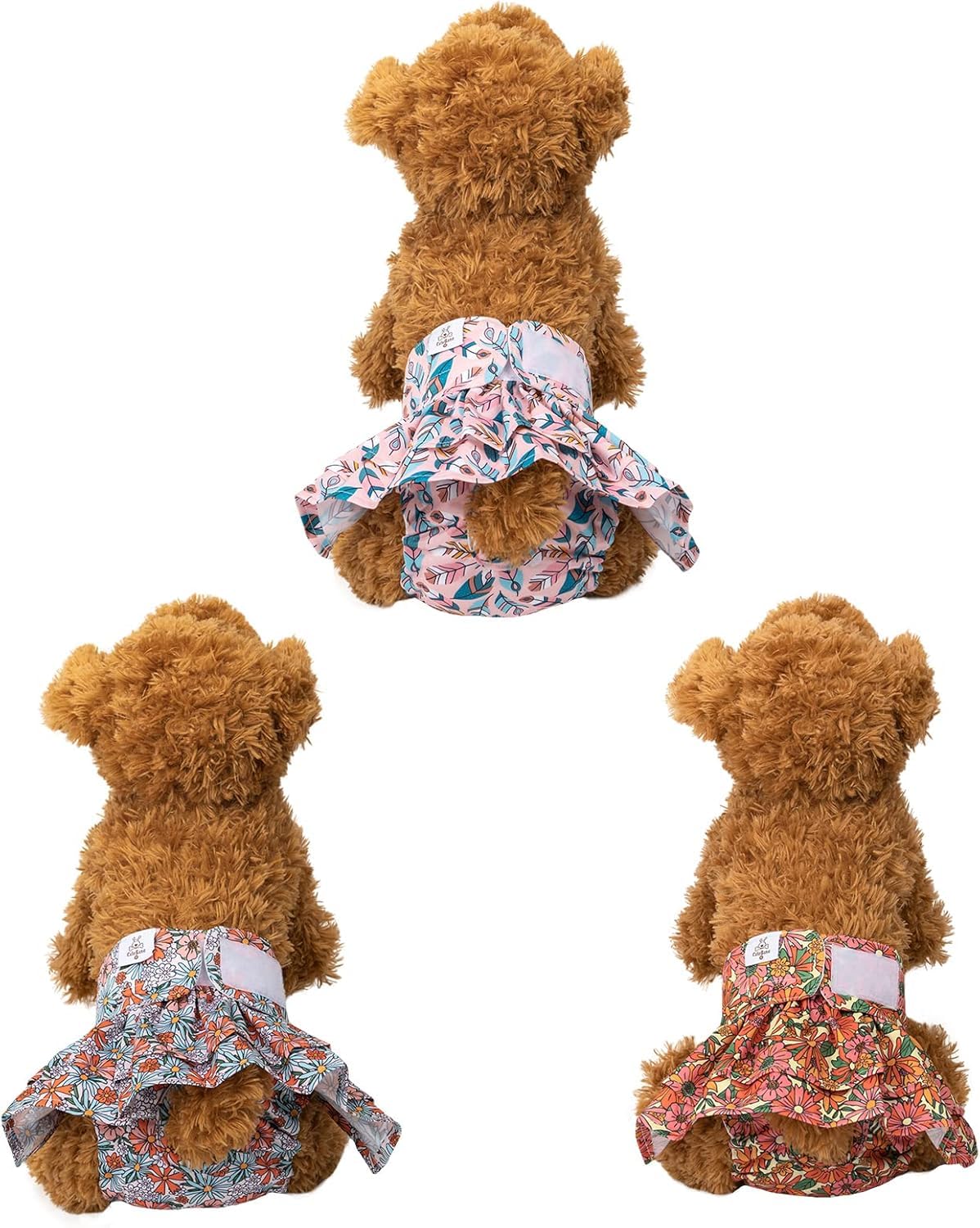 Cutebone Female Dog Diapers With Skirts 3 Pack Reusable Puppy Dresses Pants For Heat Cycle Period Qbd12Xs