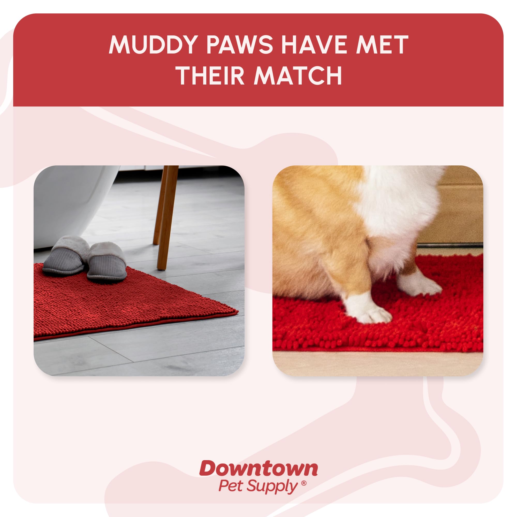 My Doggy Place Microfiber Dog Mat for Muddy Paws, 18 x 24 Red - Absorbent and Quick-Drying Dog Paw Cleaning Mat, Washer and Drye