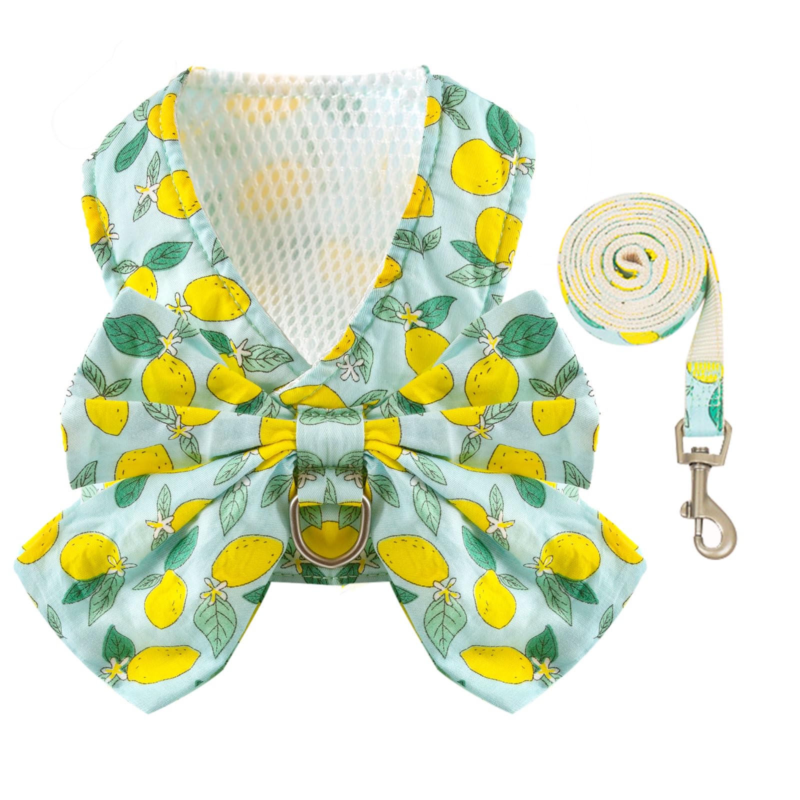 Baejmjk Dog Harness And Leash Set With Bow Knot No Pull Pet Daisy Floral Harness With D-Ring Soft Mesh Dog Harness Vest Set Esca