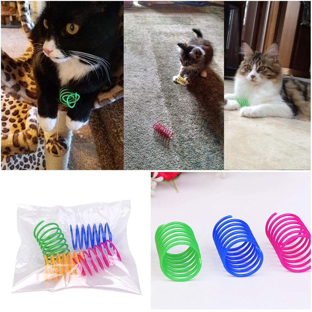 Andiker Cat Spring Toy, 60Pcs Colorful Cat Spiral Springs Creative And Interactive Cat Toy Durable Heavy Plastic Springs Cat Toys For Cat Interactive Toys For Indoor Cats (60Pcs)