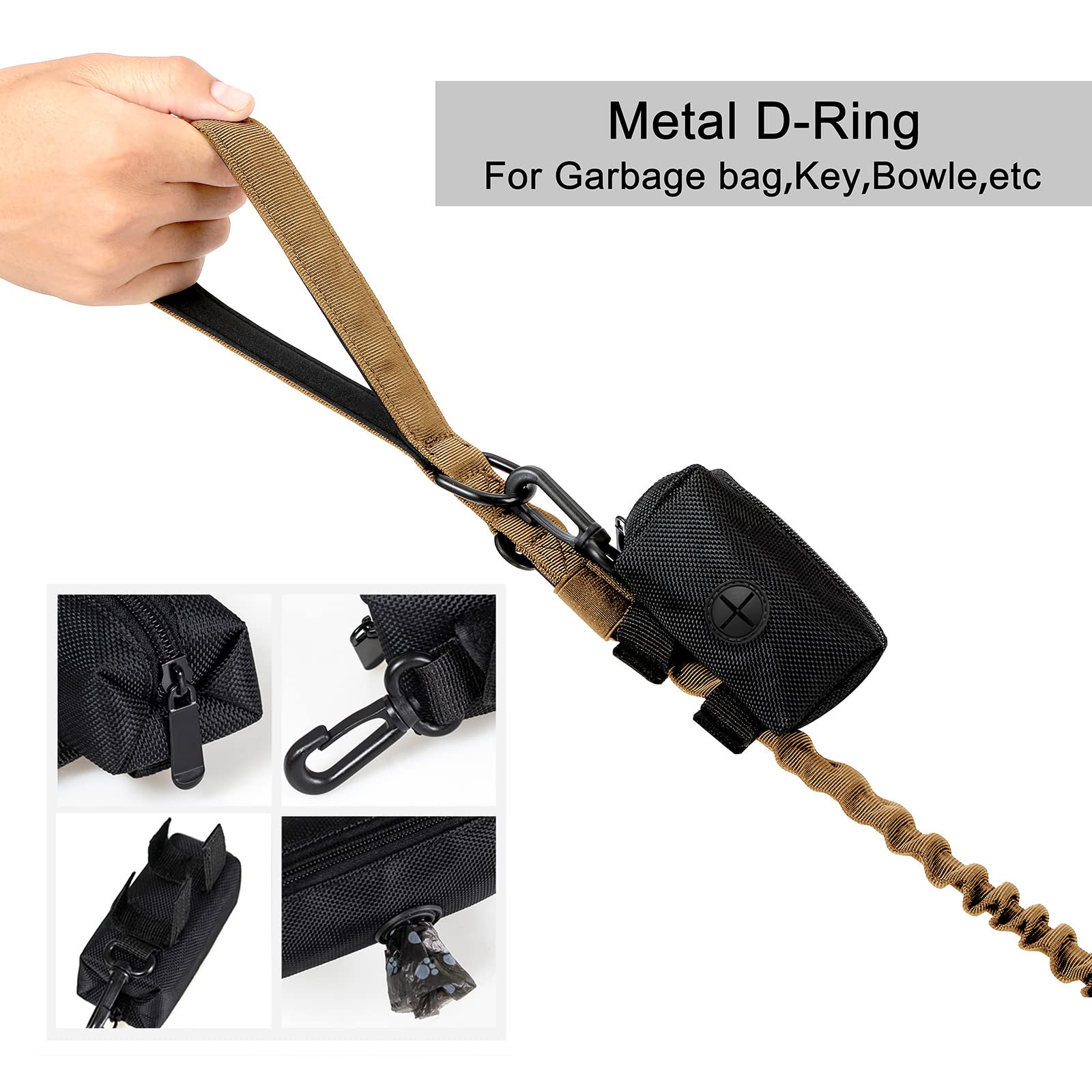 OEBEESA Dog Collar and Leash: - Nylon K9 Collars with Handle and Heavy Duty Metal Buckle for Medium and Large Dogs with 3 Patche