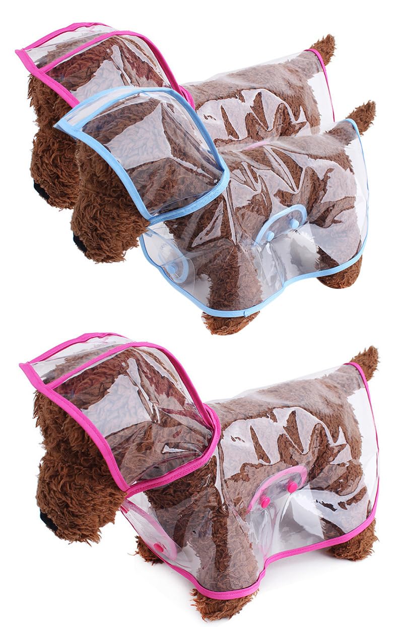 Dog Raincoat New Transparent Plastic Fashion Poncho Pet Teddy Medium And Small Dog Raincoat Pet Supplies (Xs,Pink)