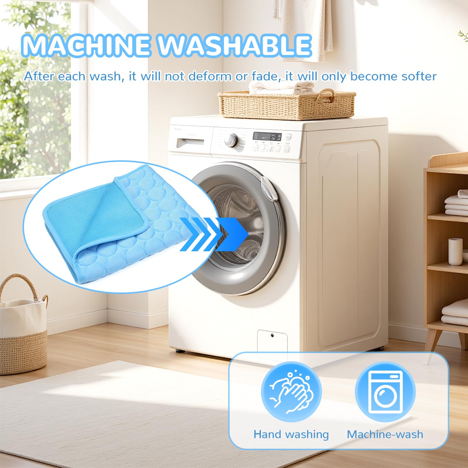 2025 New Dog Cooling Mat, Pet Cooling Mats, Summer Cool Pads Pet Mat Outdoor for Dogs & Cats, Pet Bed Mats Machine Washable(Blue