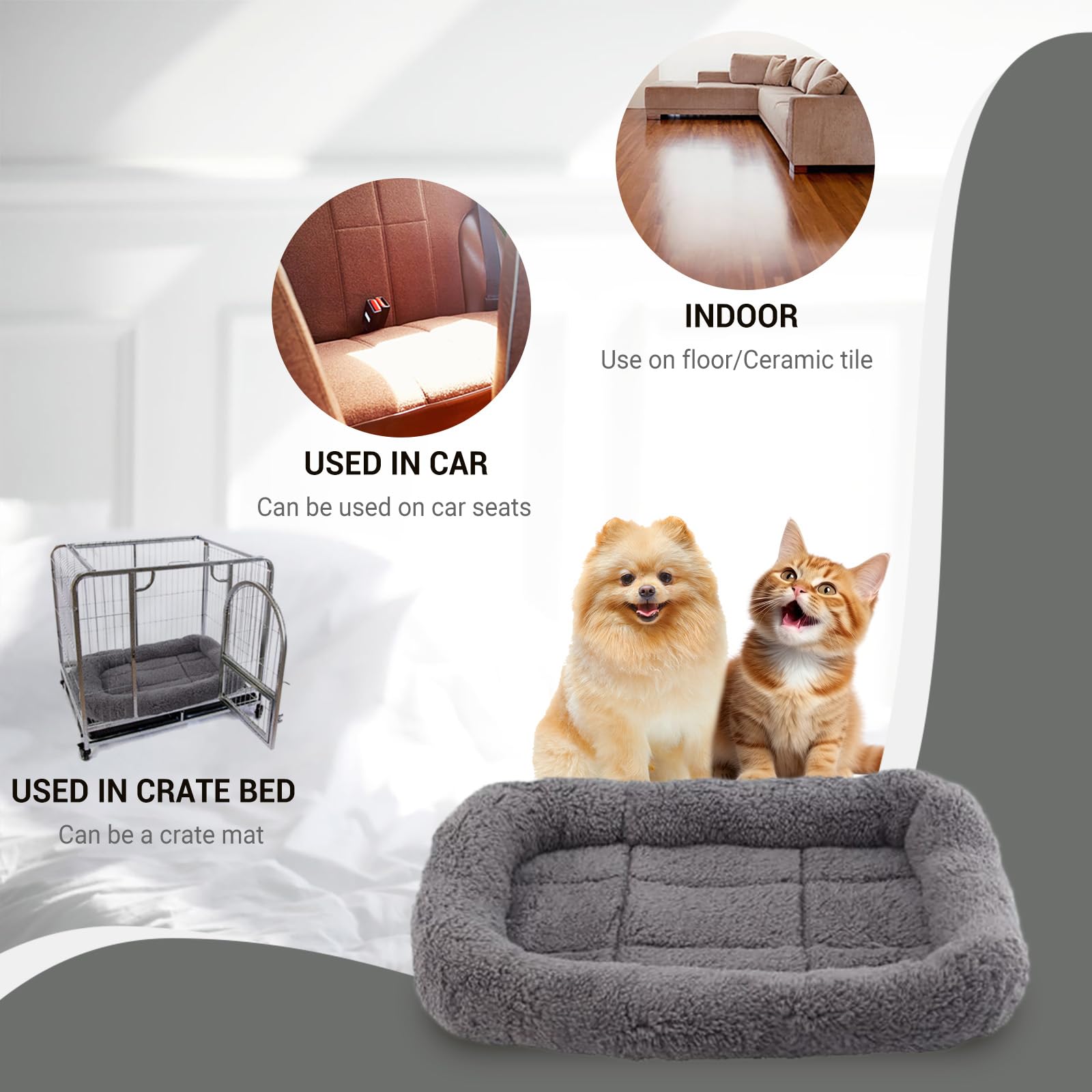 Lesypet Cat Beds For Indoor Cats, 15' X 10' Small Cat Bed Curl Sleep Plush Cushion With Pillow, Non-Slip Bottom Washable Mat For Small Pet Puppy Rabbit, Small