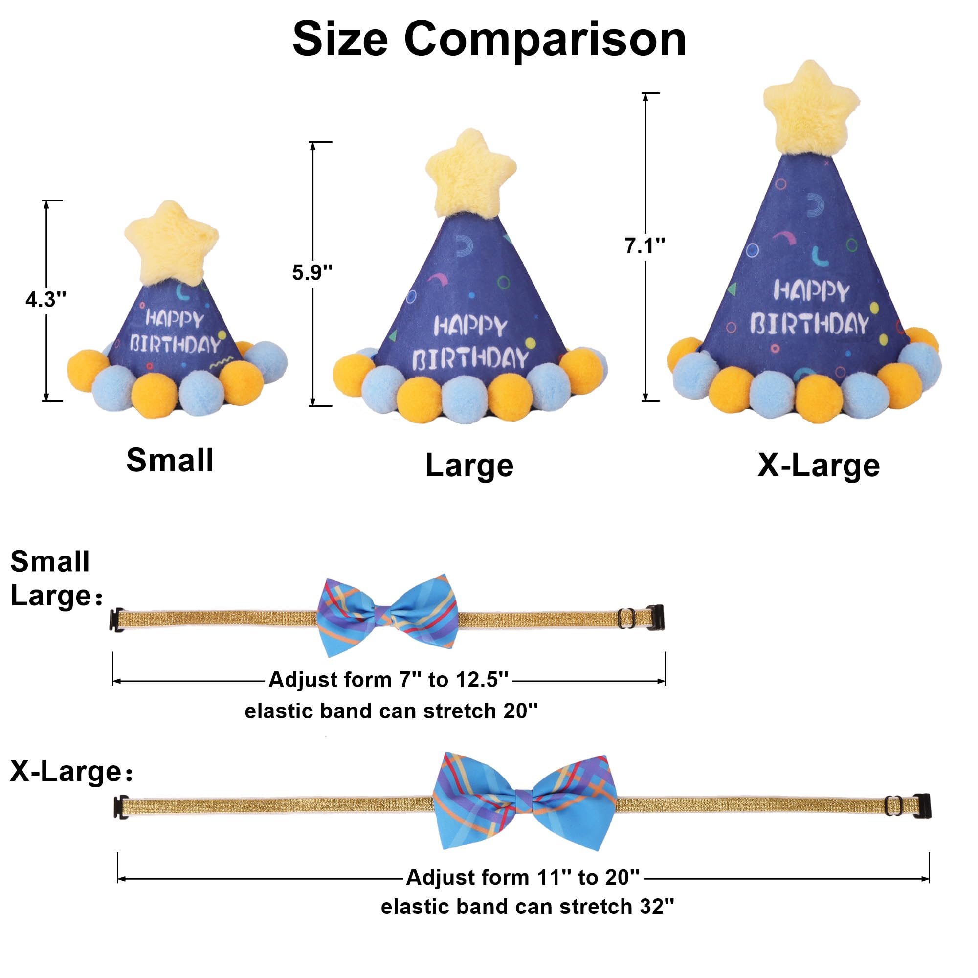 Adoggygo Dog Birthday Party Supplies, Blue Birthday Boy Puppy Bandana, Bowtie, Numbers, Party Hat For Small Dogs (Small)