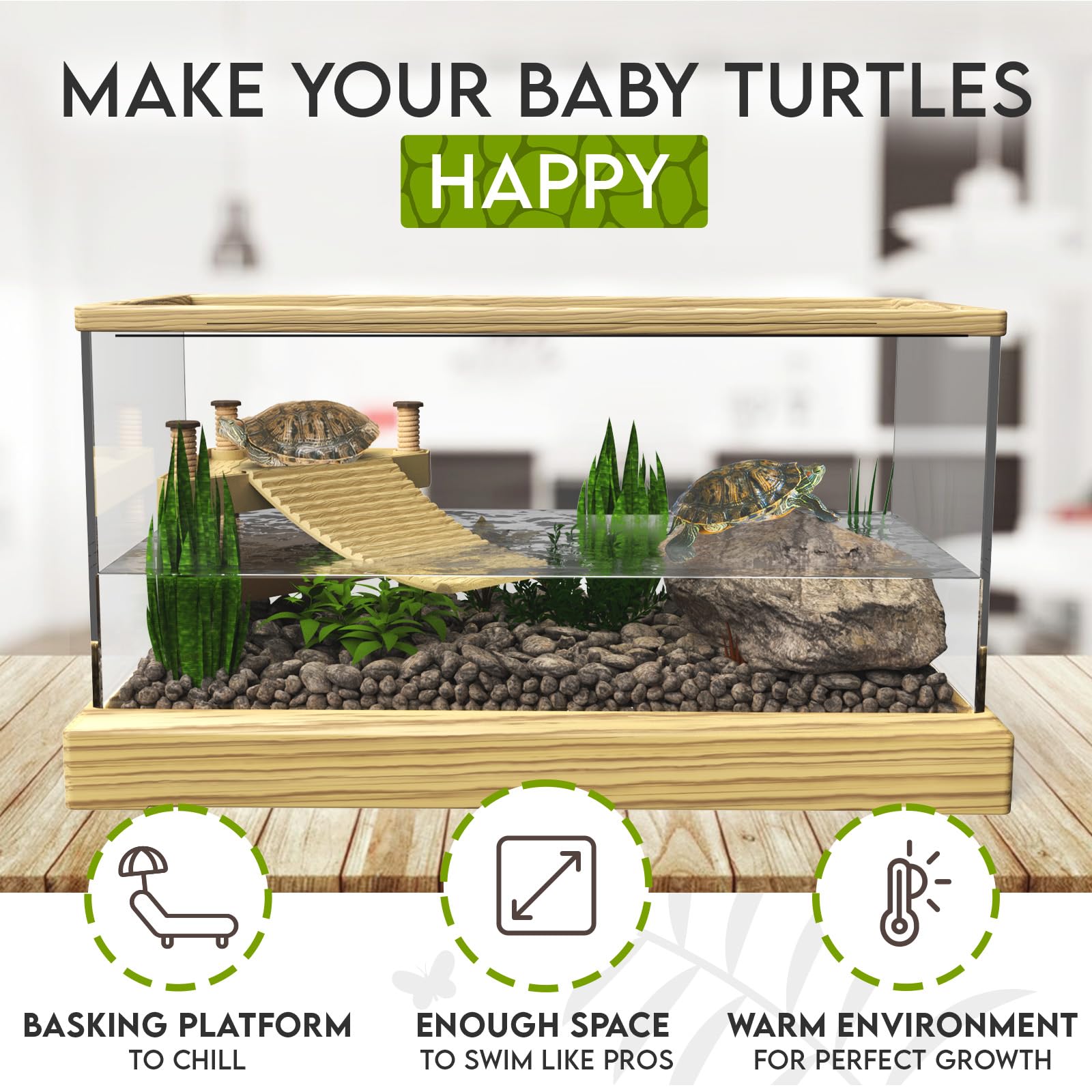 Okkbi Turtle Aquarium Kit Series - New - Aquatic Turtle Tank With Filter And Light + Turtle Basking Platform, Small Turtle Tank