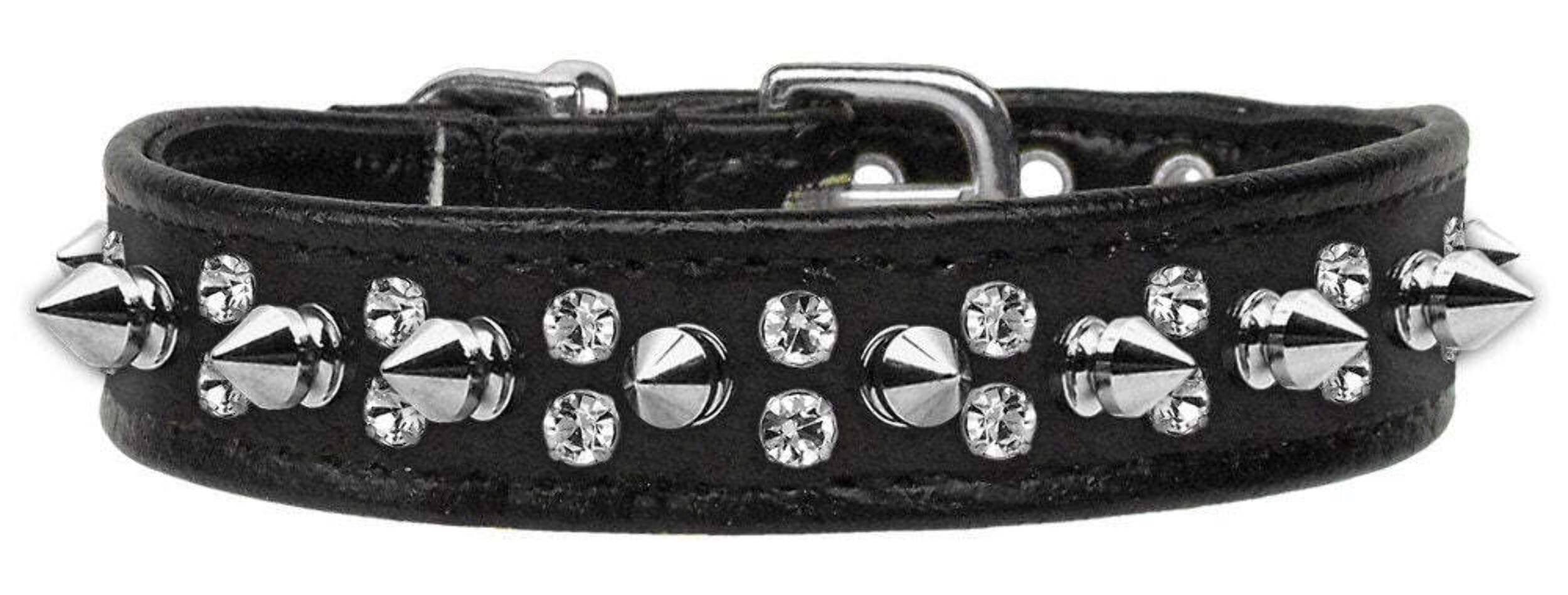 Pet and Dog Spike Collar, Double Crystal & Spikes Red 16