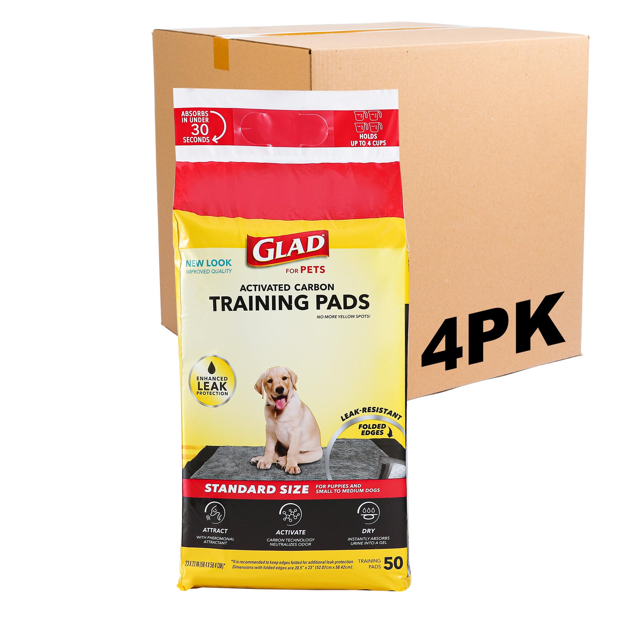 Glad for Pets Black Charcoal Puppy Pads - Super Absorbent Disposable Dog Pee Pads for Potty Training & Crate Training - 23 x 23 