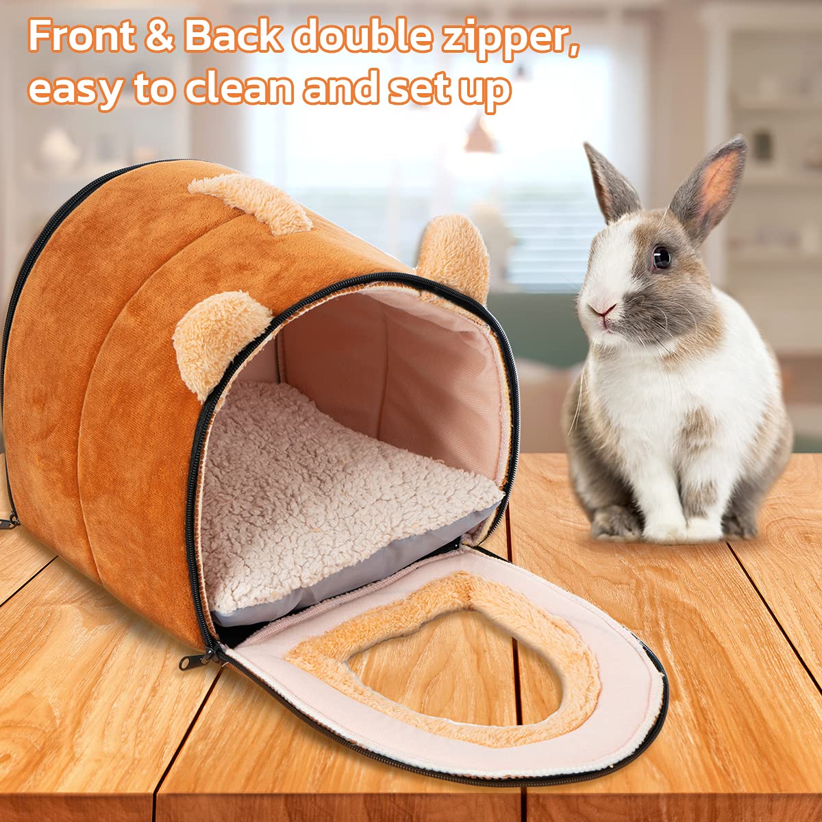 Pet Soft Guinea Pig Bed Rabbit Bed Cozy Guinea Pig Hideout House Bunny Hideout For Rabbits Hamster Bunny Rats Chinchilla Cave Bed Small Animal Bed (Brown)