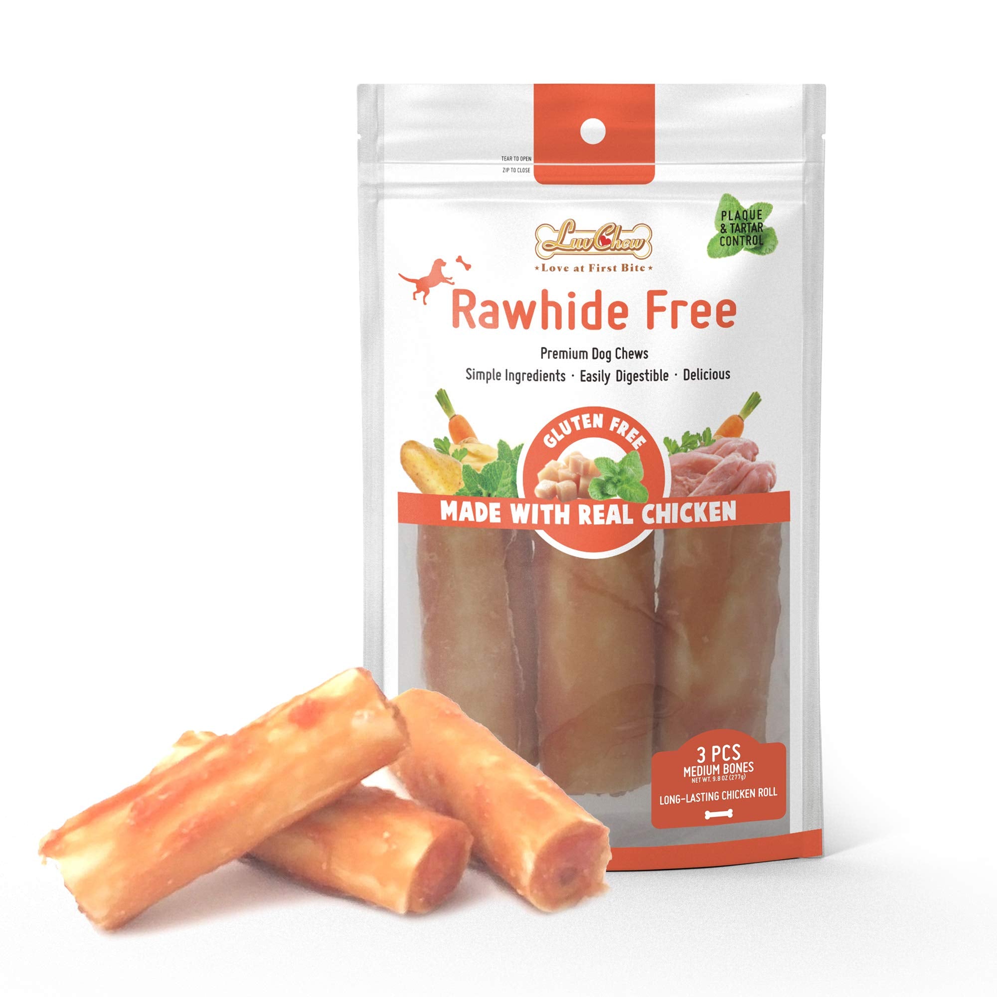 LuvChew Premium Dog Chew Treats Chicken Retriever Rolls for Large Dogs, Rawhide Free, Grain Free, Highly Digestible,Large 7 2pcs